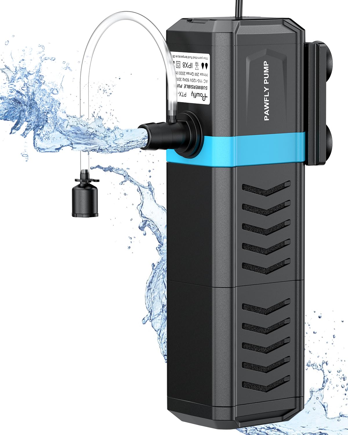 Pawfly Internal Aquarium Filter for 120-200 Gallon Fish Tanks Adjustable Fish Tank Filter with 550 GPH Powerful Water Pump Ultra