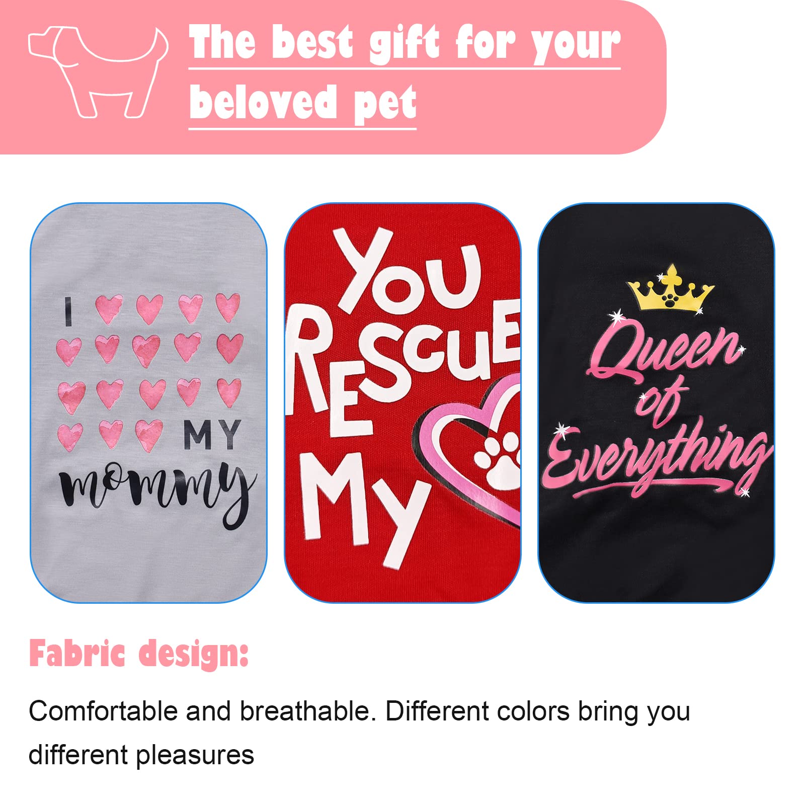 Katolk 6 Pack Dog Clothes For Small Dogs Girl, Soft And Breathable Puppy Kitten Dog Shirts With Letters For Pet Cats, Summer Dog