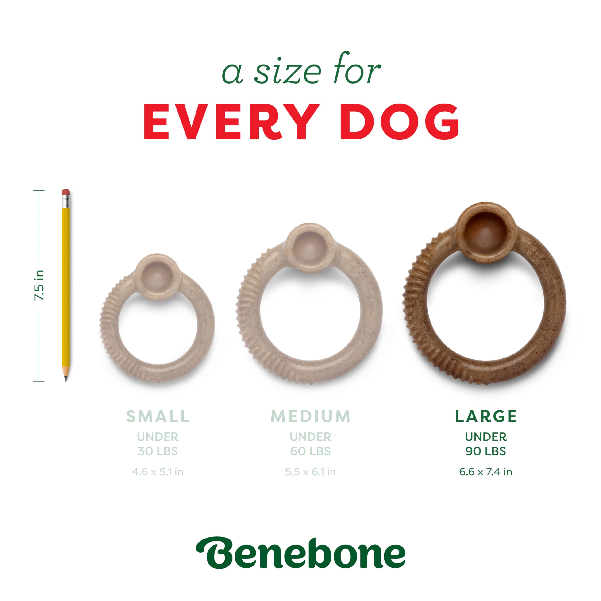 Benebone Peppermint Ring - Limited Edition Holiday Flavor, Durable Chew Toy for Aggressive Chewers, Made in USA, Large