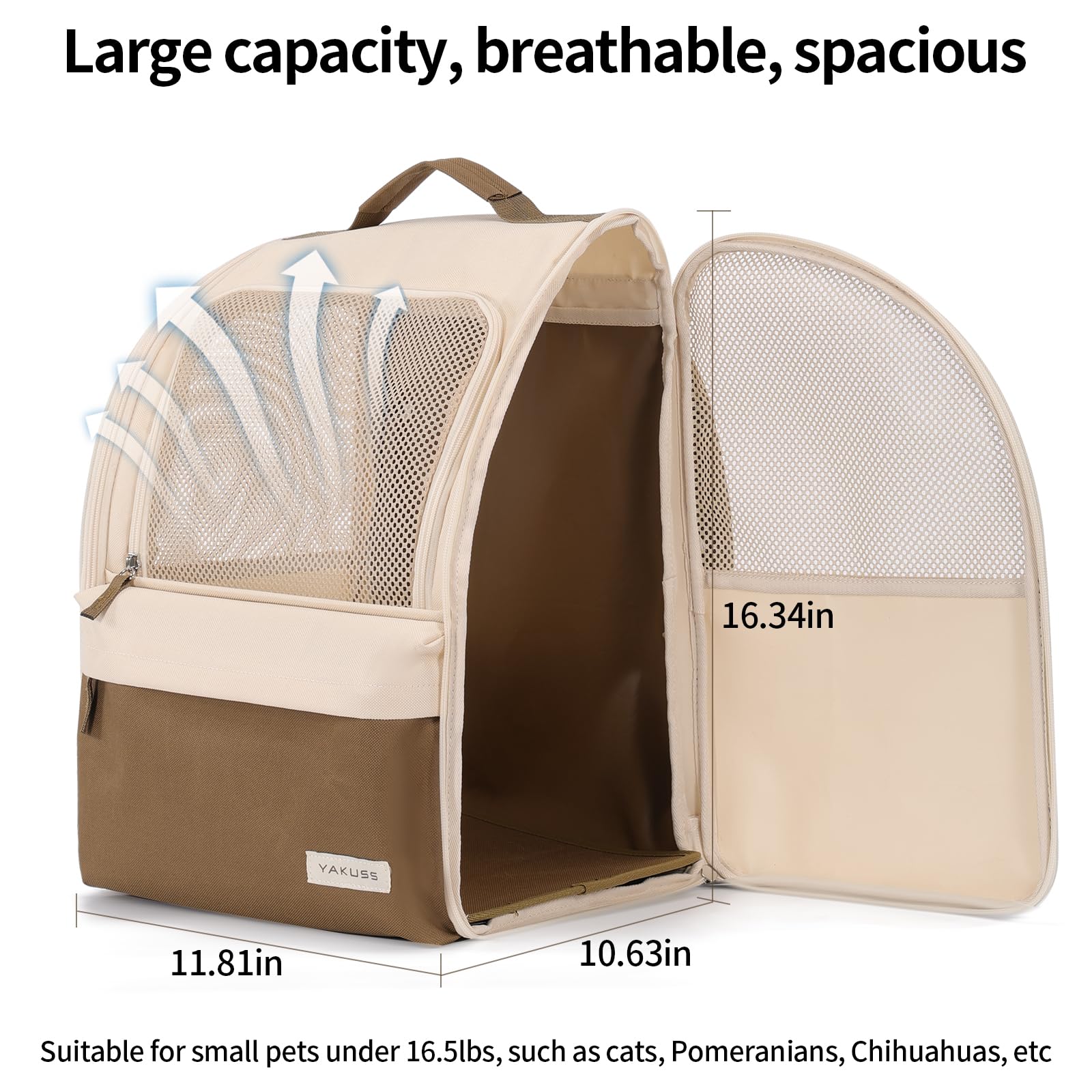 Yakuss Cat Carrier Backpack,Steel Wire Frame More Stable,600D Wear-Resistant Oxford Fabric, Dog Carrier Cat Backpacks Suitable F