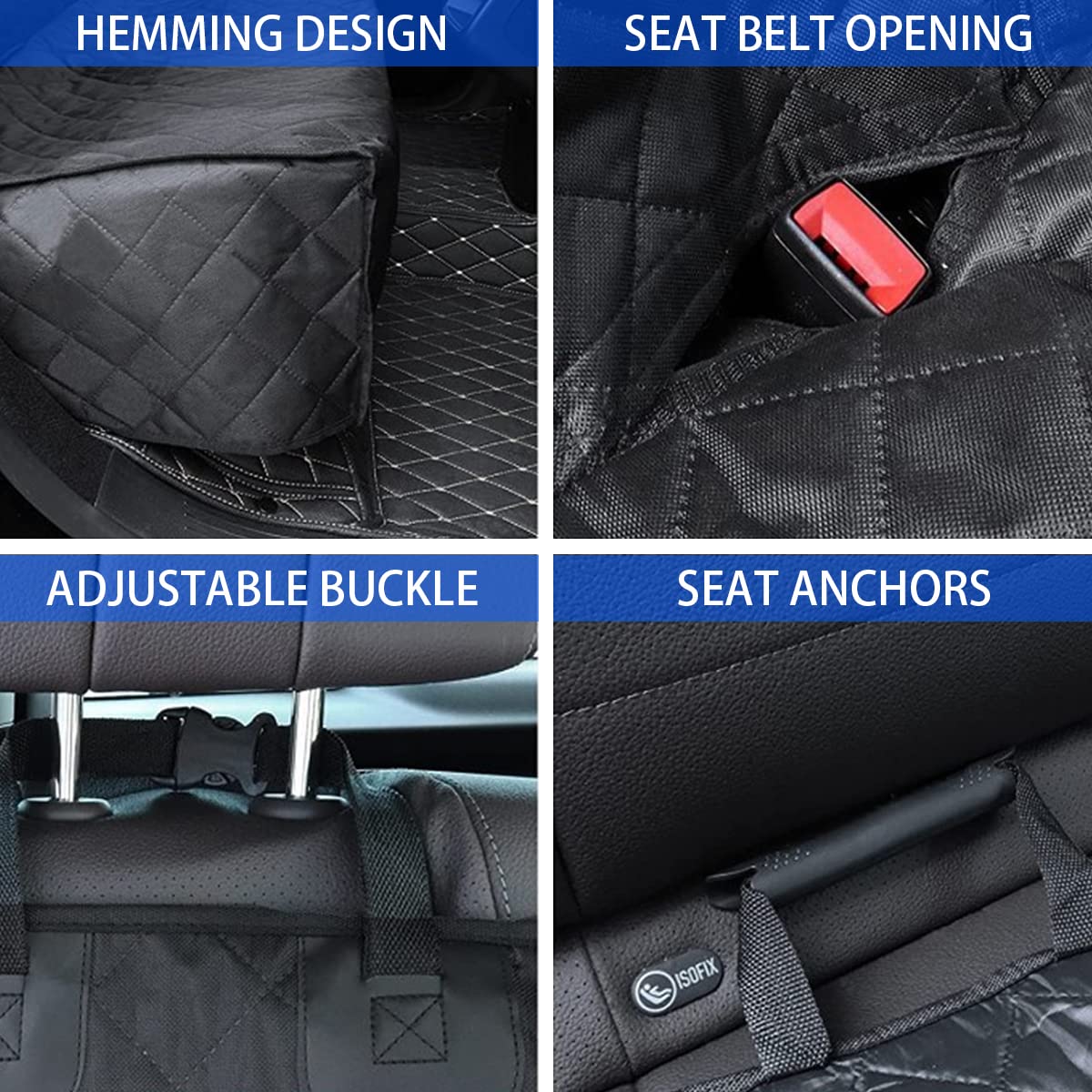 Besulen Dog Car Seat Cover For Back Seat, Waterproof Dog Bench Seat Pad Compatible For Armrest & Seat Belt, Universal Nonslip Du