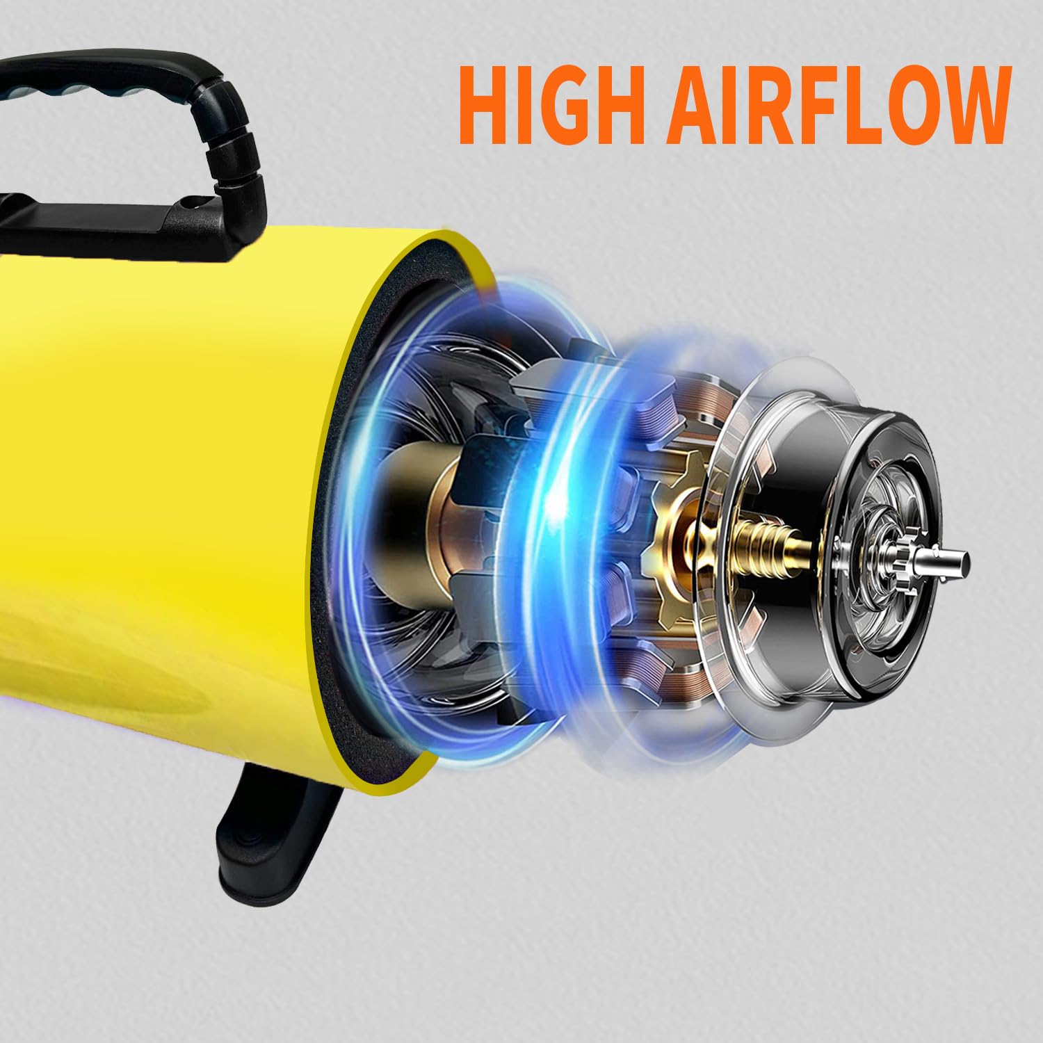 Dog Dryer, Dog Hair Dryer Blower Dog Blow Dryer And Temperature Control Pet Blower Dryer With 4 Different Nozzles. (Yellow)