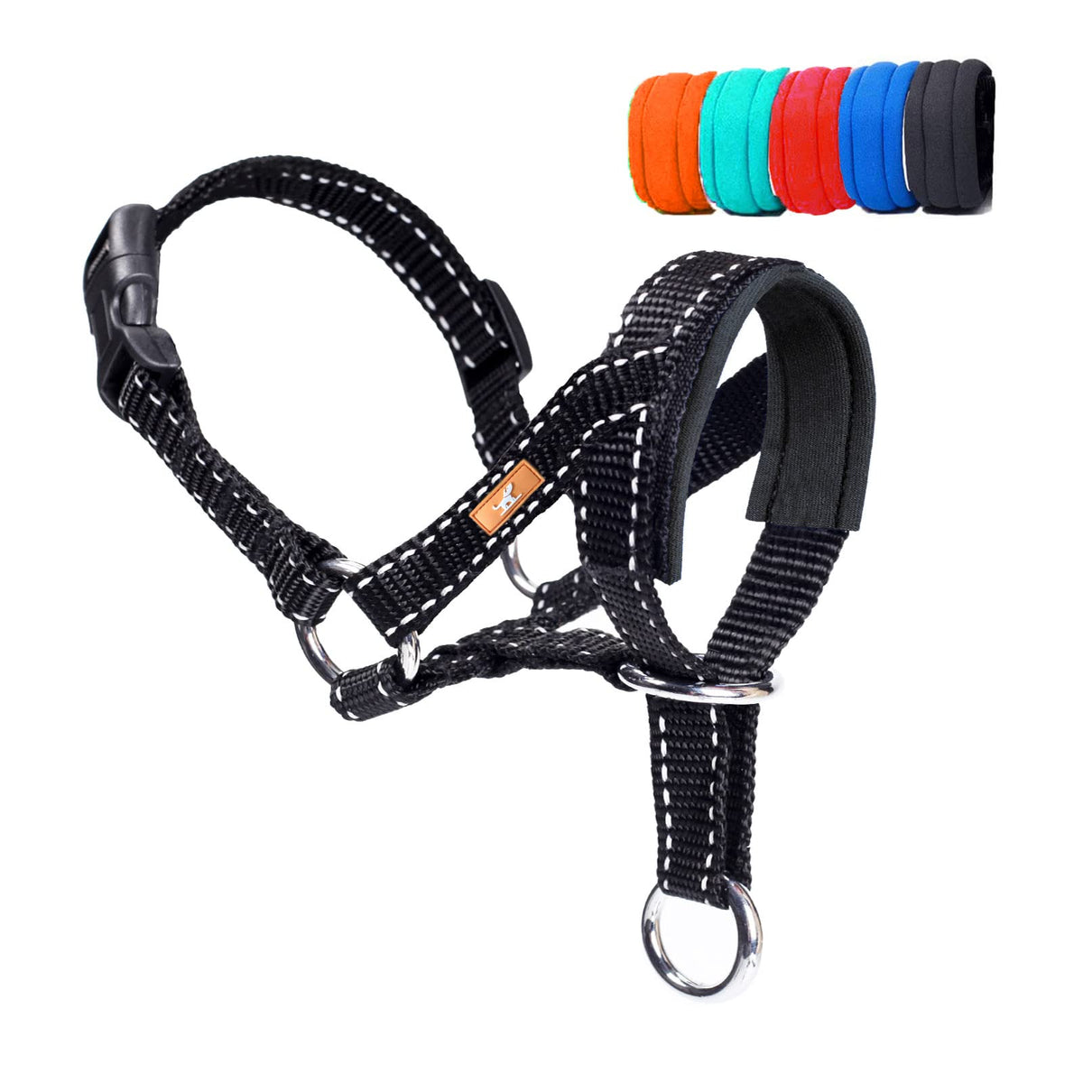 Wintchuk Dog Head Collar, Head Collar With Reflective Strap To Stop Pulling For Small Medium And Large Dogs, Adjustable (M, Black)