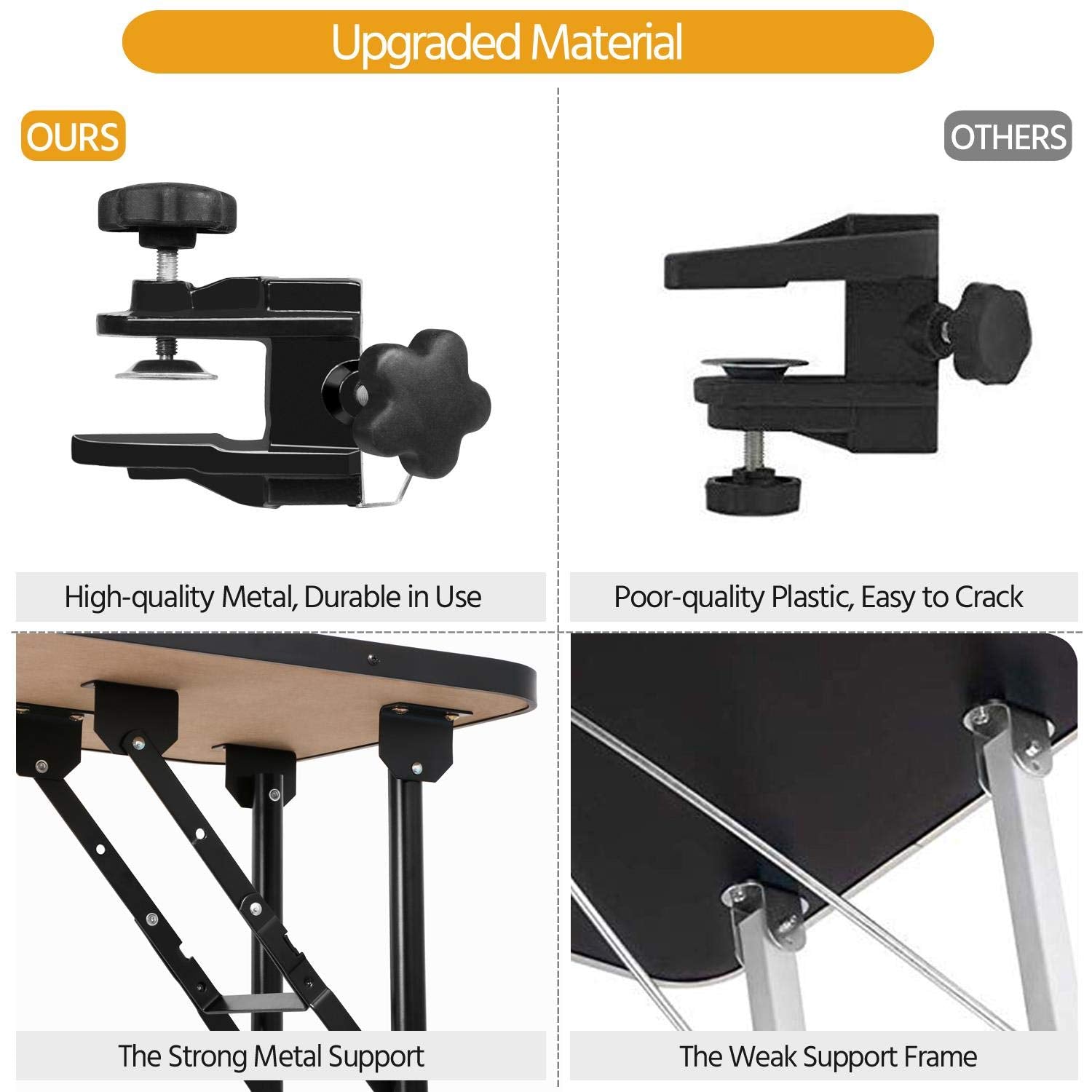 Costoffs Foldable Dog/Cat/Pet Grooming Table Trimming Table With Adjustable Arm Folding Legs&Waterproof Surface Maximum Capacity Up To 100Kg, Black
