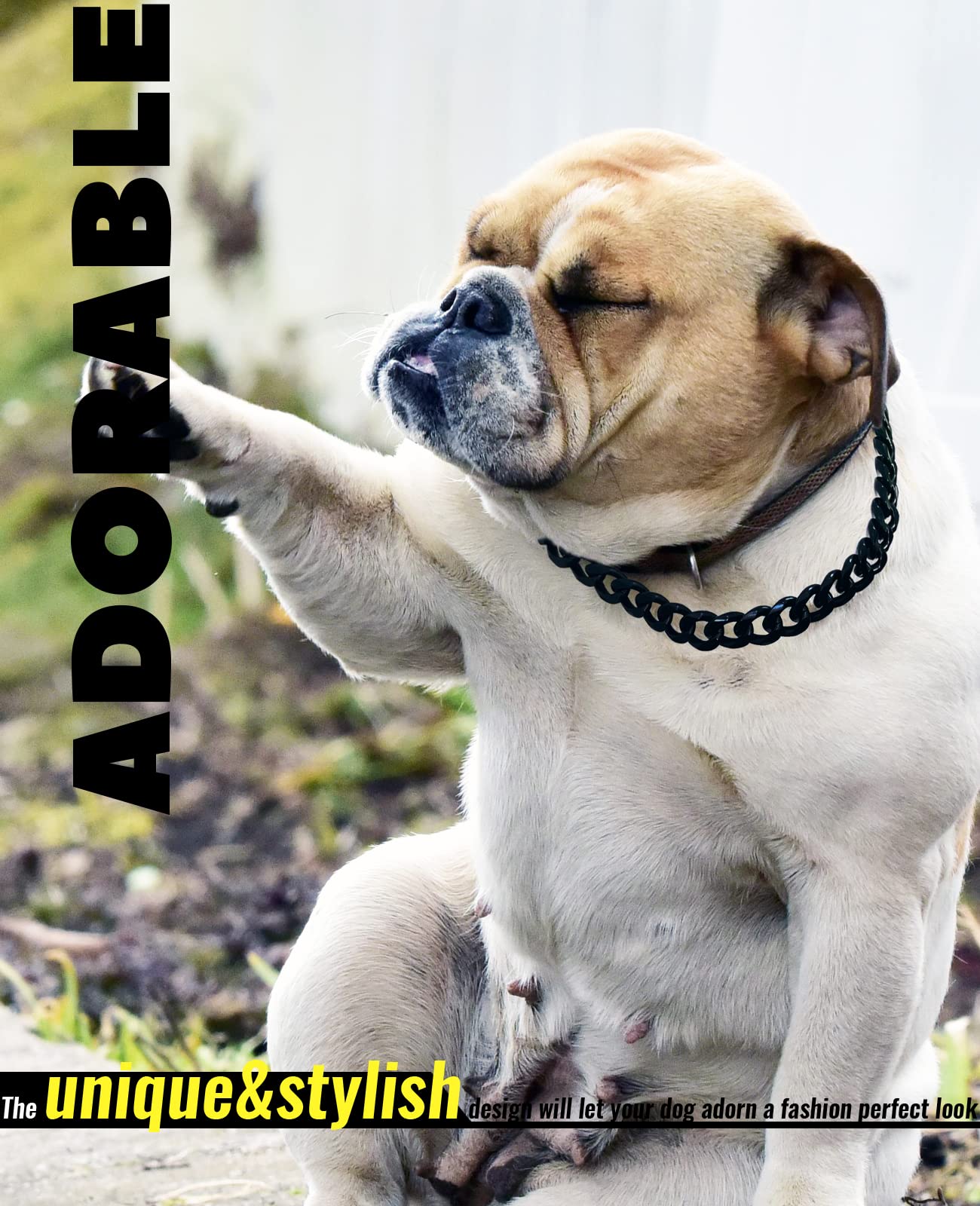 Cuban Link Dog Collar - Metal Chain 3/5 In Wide Venom Black Dog Necklace,The Newest Design Eye-Catching Cute Fashion Trendy Frenchie Puppy'S Jewelry 22'