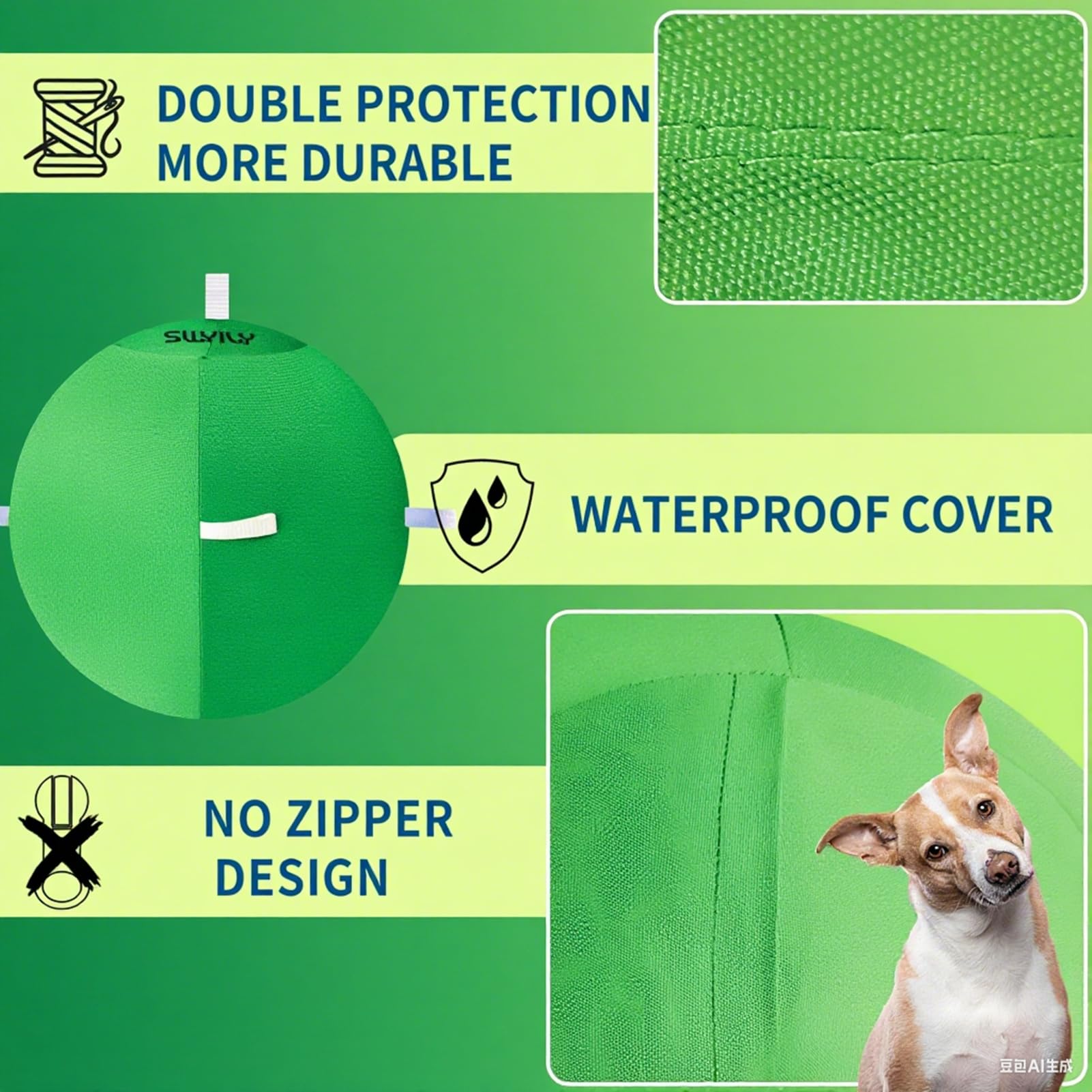 SWYIVY 25 Herding Ball for Dogs Blue Heelers with 2 Chew Straps Covers - Extra Large Giant Horse Ball for Large Breeds Play