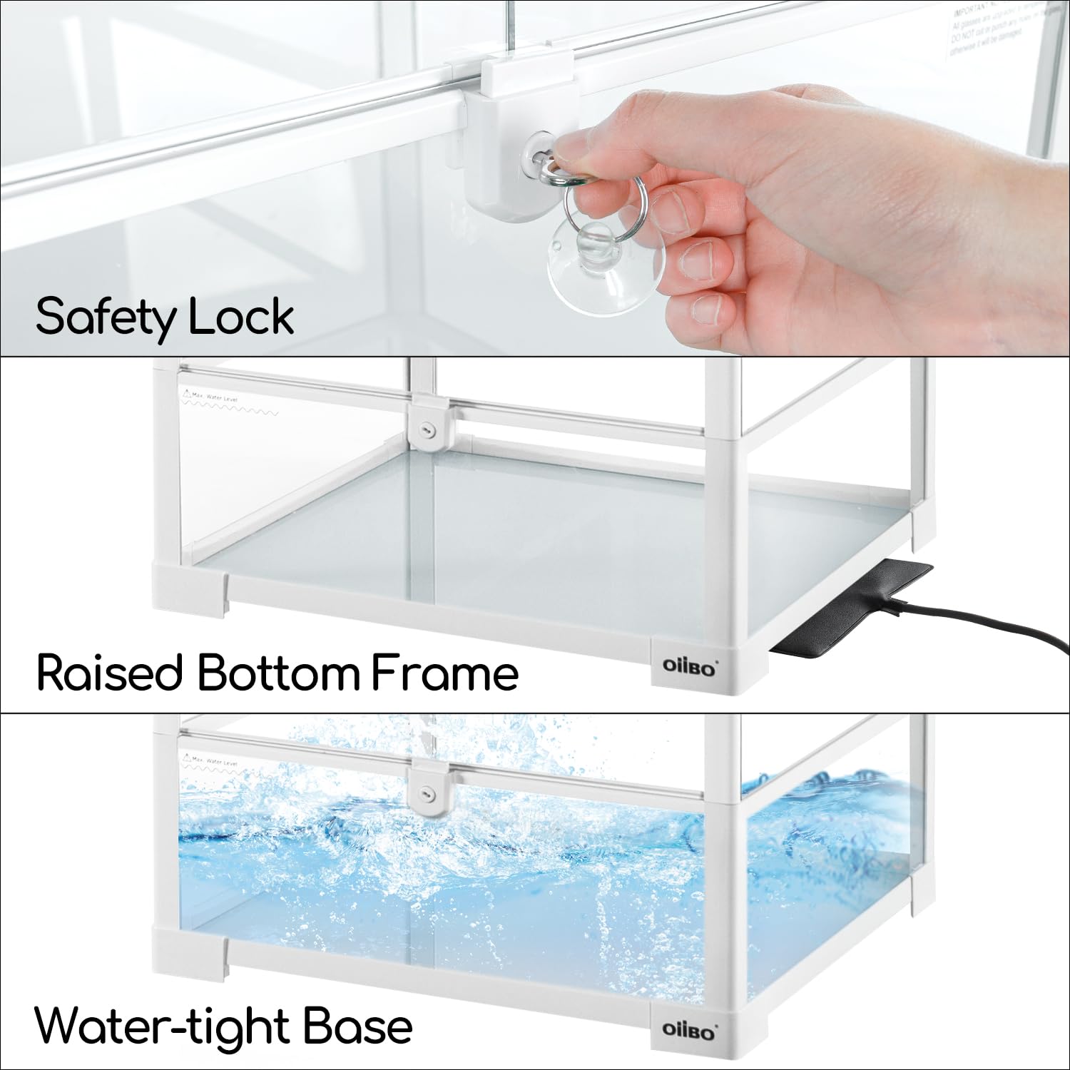 Oiibo 30 Gallon Reptile Tank 18'' X 18'' X 24'' Reptile Terrarium, Full View Glass Terrarium Tank With Double Hinge Door For Rep