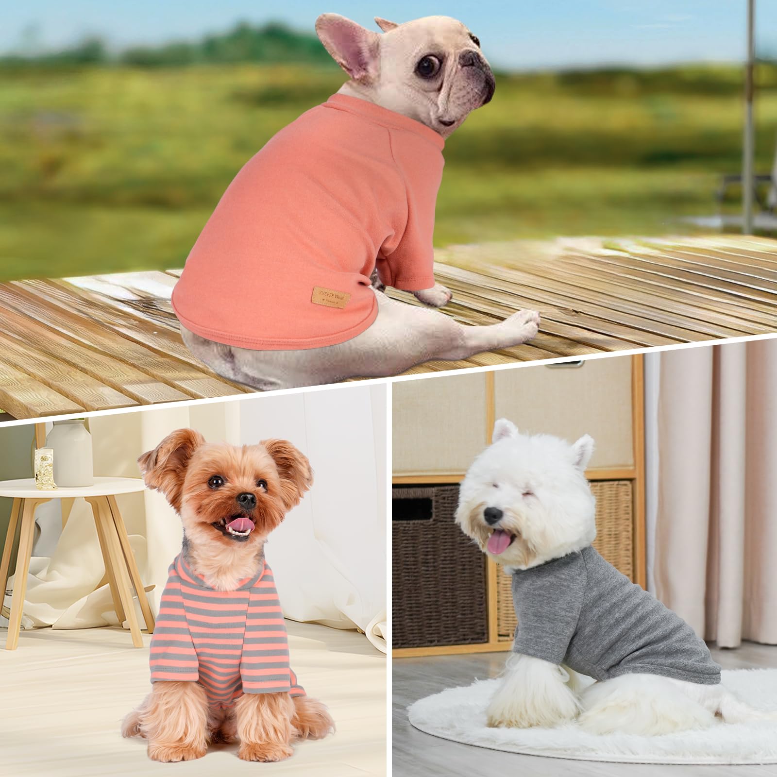 Kyeese 3 Pack Dog Sweaters - Soft Dog Sweatshirts With Stretchy Fleece For Small Dogs (Male, Female), Perfect For Dachshund & Sm