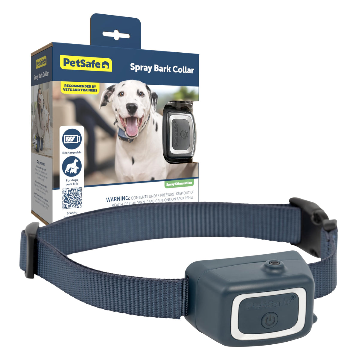 Petsafe Spray Bark Dog Collar, Automatic No Bark Device For Dogs 8 Lb. And Up - Rechargeable And Water-Resistant – Includes Citronella And Unscented Spray Refills & Usb Charging Cable, Navy