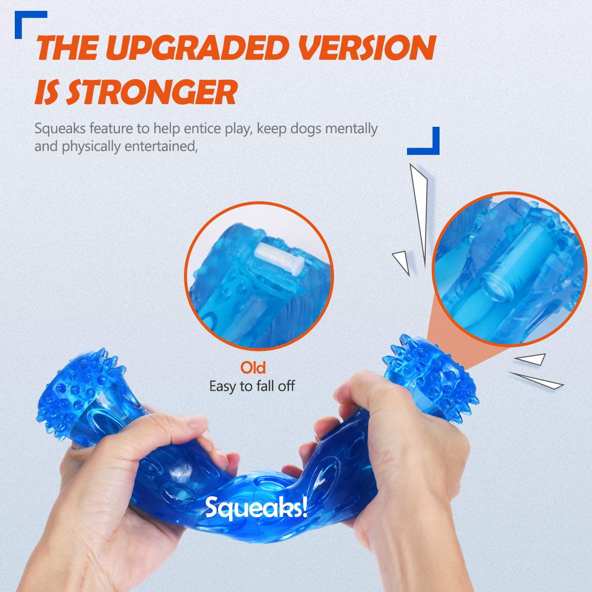 Znoka Tpr Squeak Dog Chew Bone Toy, Bite Resistant Durable Tough Rubber Non-Toxic Tooth Cleaning Toy For Aggressive Chewer, Floating & Suitable For Pool Use