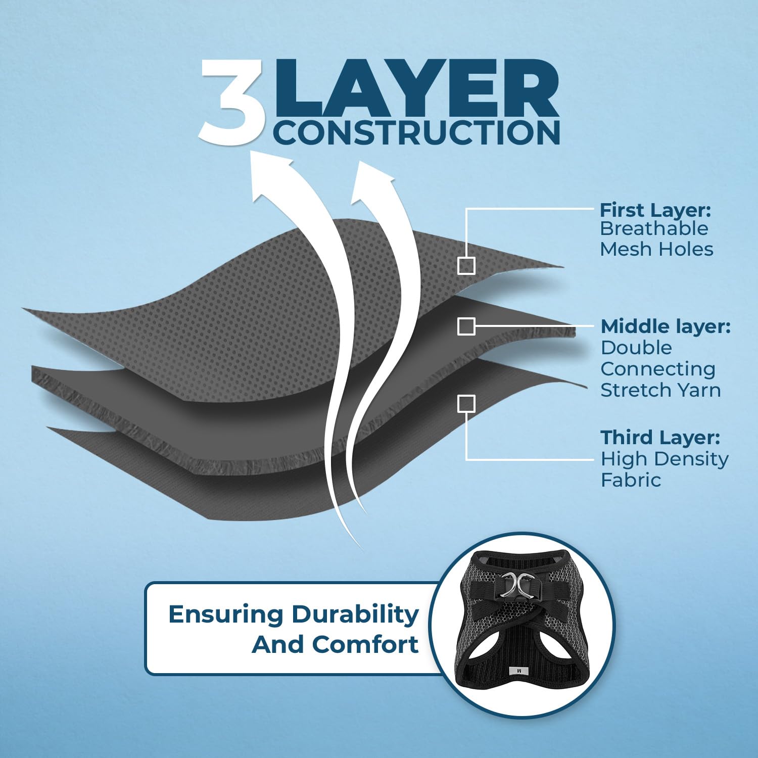 Voyager Step-In Air Dog Harness - All Weather Mesh, Reflective, No Pull Harness For Small, Medium Dogs, Cats - Secure With Hook & Loop Fastener, Buckle, Double D-Rings - Gray 2-Tone, M