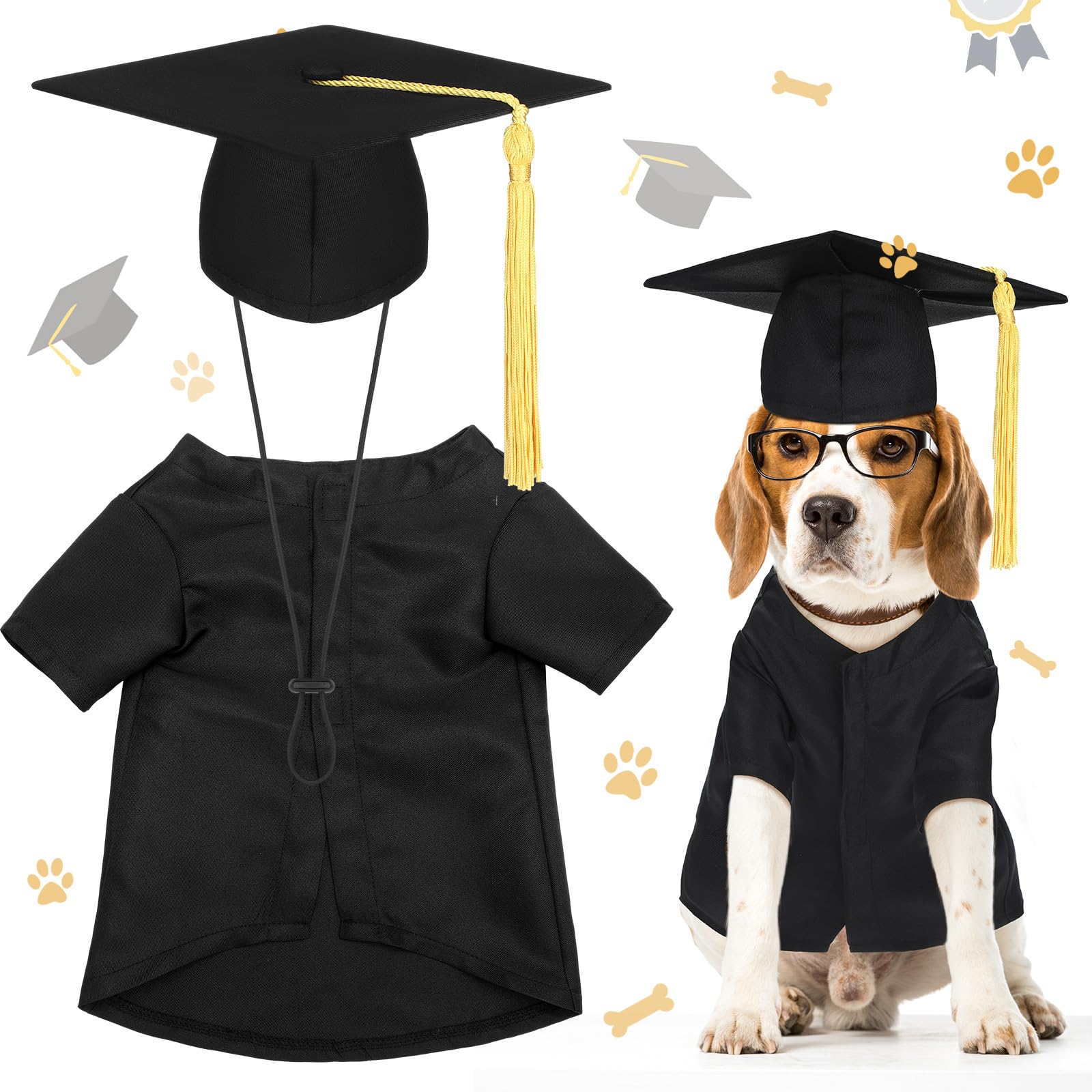 Xuniea 2 Pcs Dog Graduation Costume Set 2025 Dog Graduation Cap And Gown Puppy Hat With Tassel Matte Pet Grad Outfit Cats Grad B