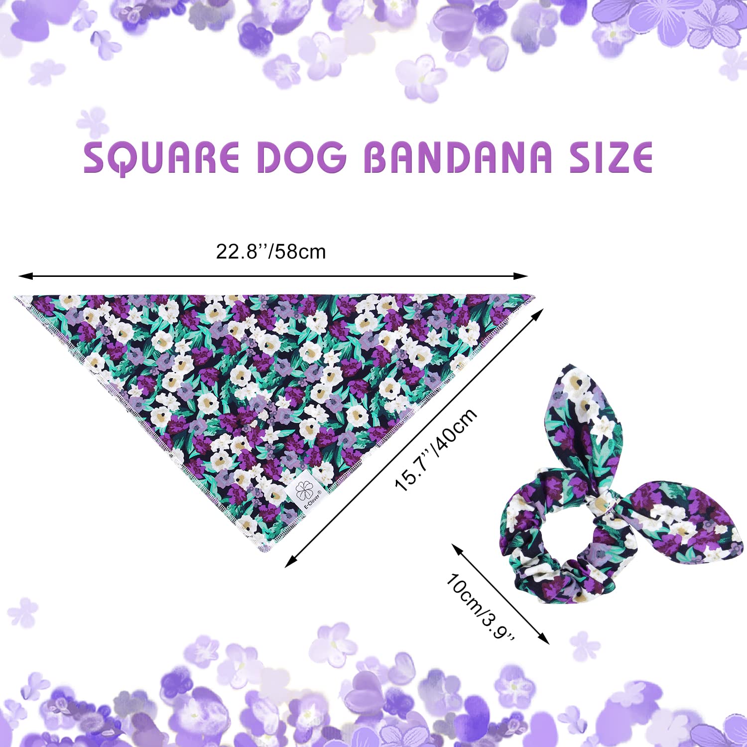 E-Clover Dog Bandanas & Matching Scrunchie Set Hawaii Dog Bandana Scarf Bibs Washable Kerchief For Small Dogs Puppy & Pet Owner
