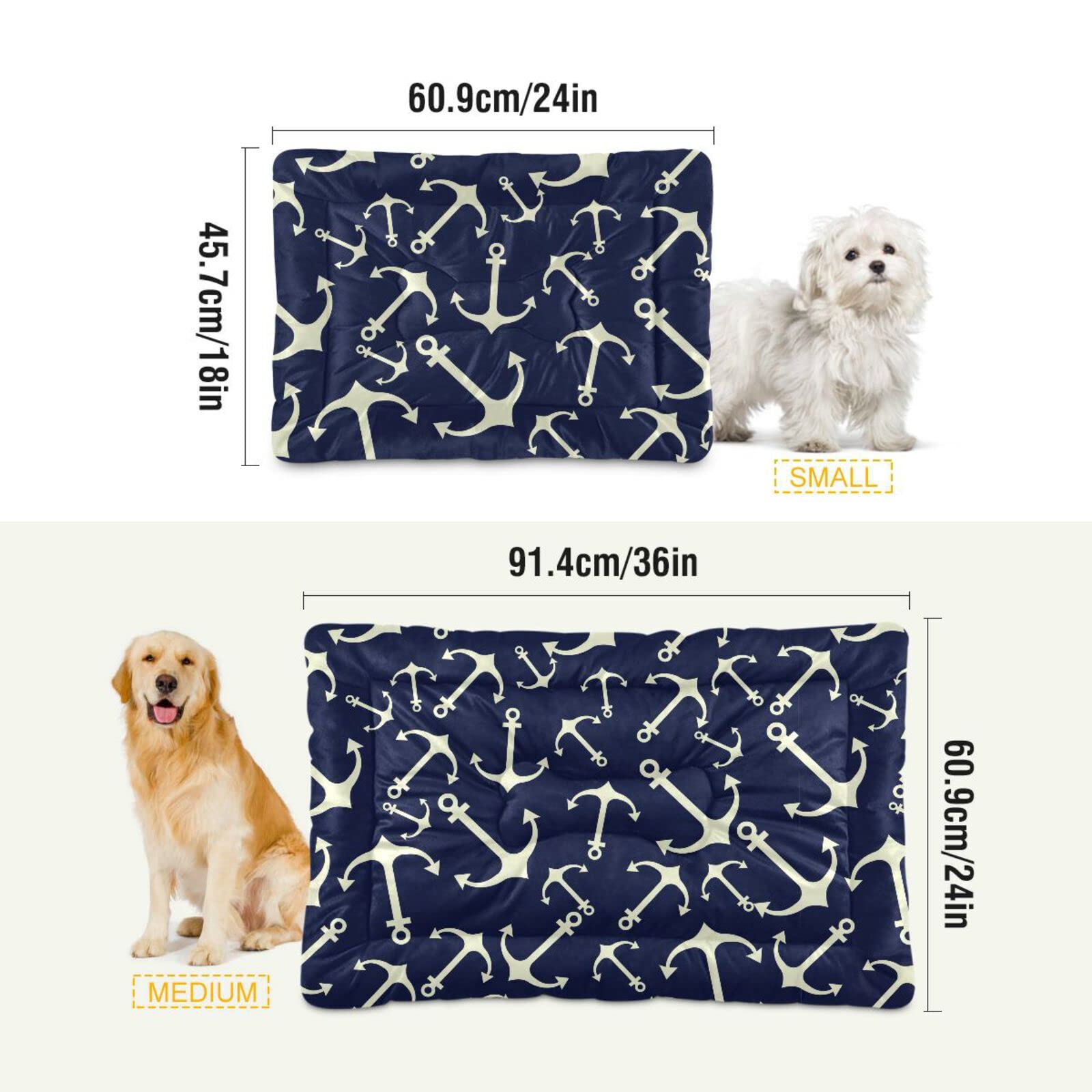 Emelivor Dog Cat Bed - Washable Anti-Slip Kennel Pad, 24x18in, Polyester, Marine Color, Model g305888798p519