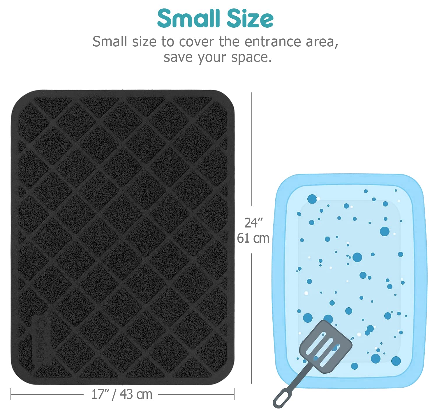 Conlun Cat Litter Mat Litter Trapping Mat, 24' X 17' Premium Durable Pvc Grid Mesh With Scatter Control, Non-Slip, Less Waste Cat Litter Box Mat, Soft On Kitty’S Paws, Urine Waterproof