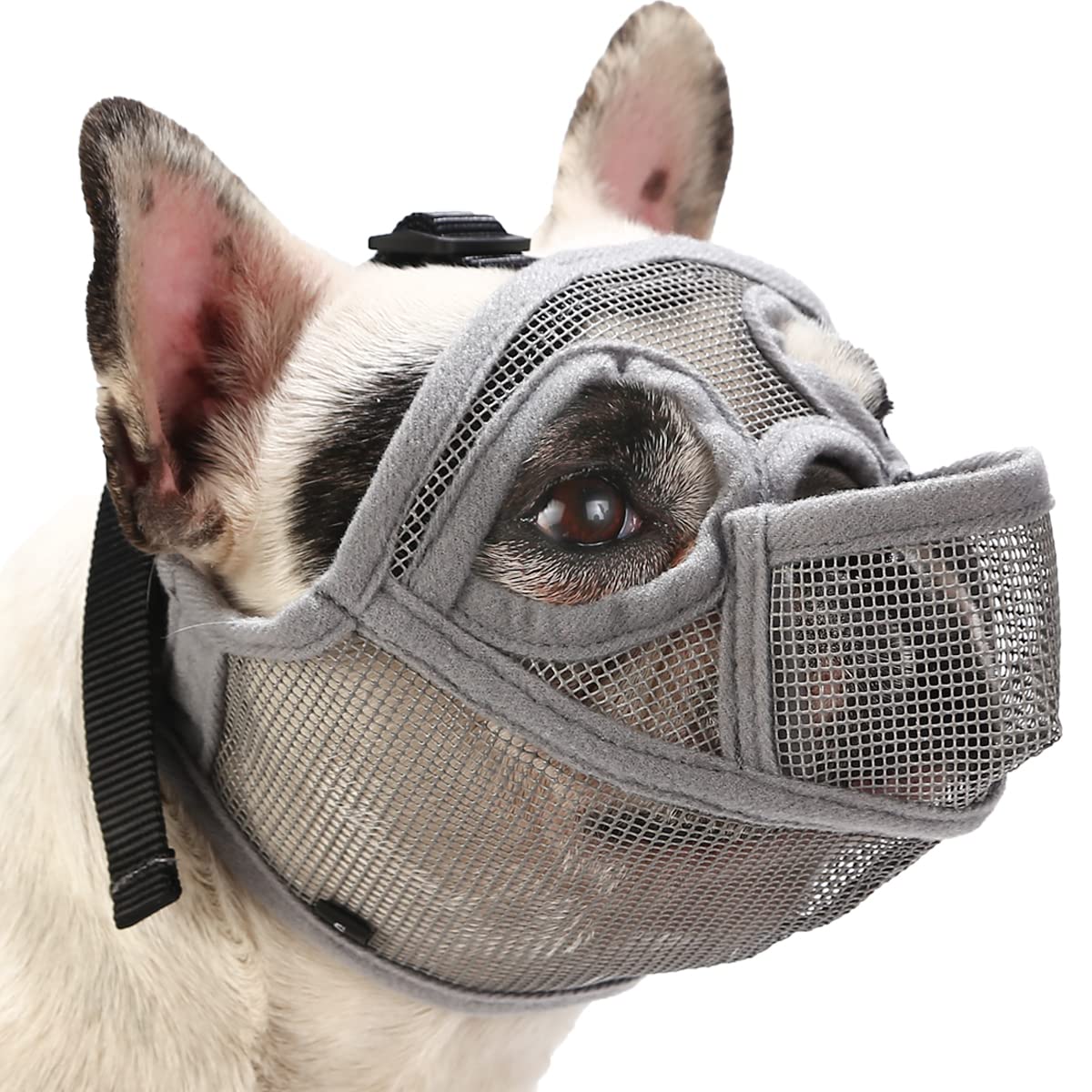 French Bulldog Muzzle, Short Snout Dog Muzzle for Shih Tzu English Bulldog, Mesh Dog Muzzle with Tongue Out Design, Flat Face Do