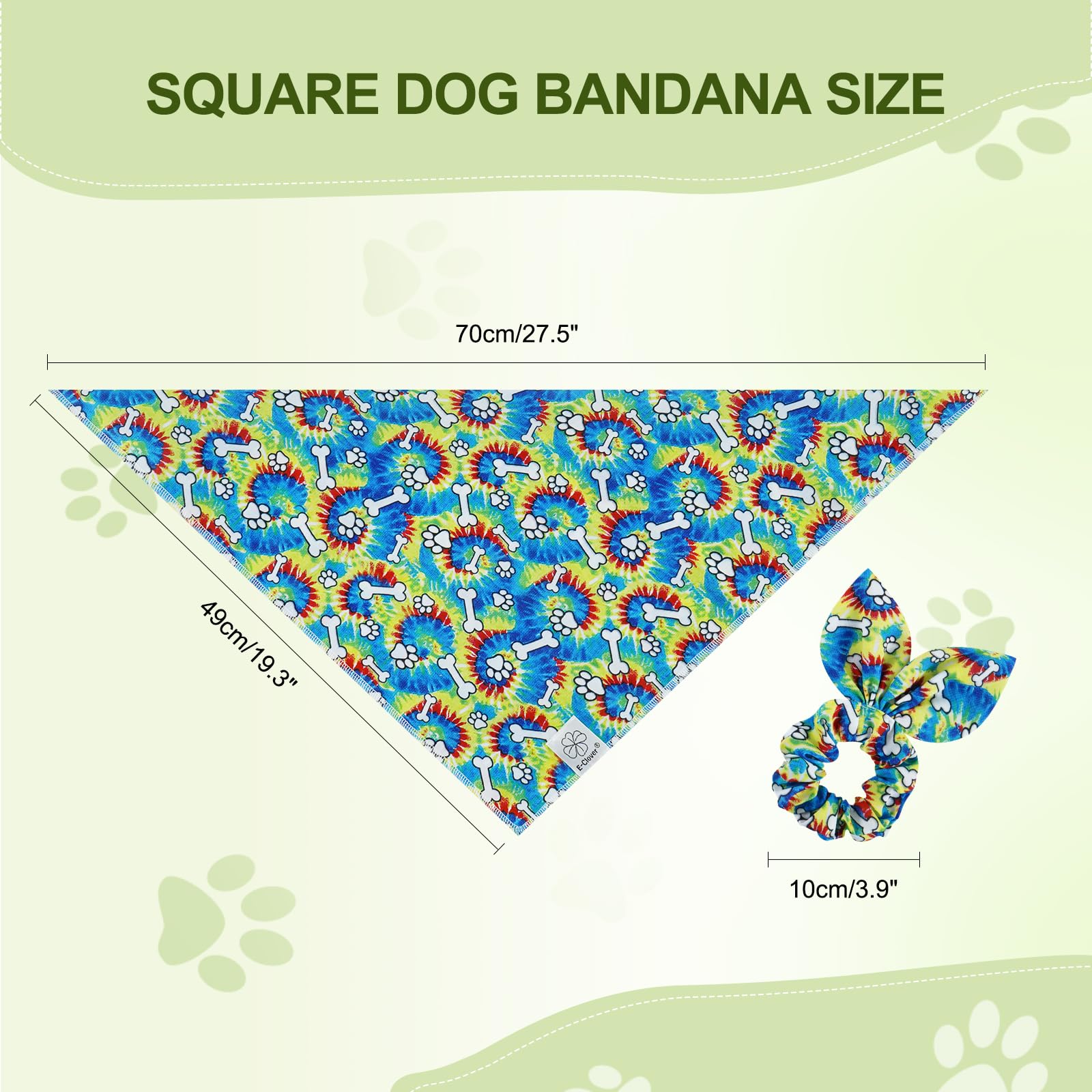 E-Clover Rainbow Dog Bandanas & Matching Scrunchie Set Girl Cute Pride Dog Scarf Bibs Pet Bandana With Bow Tie For Medium Large