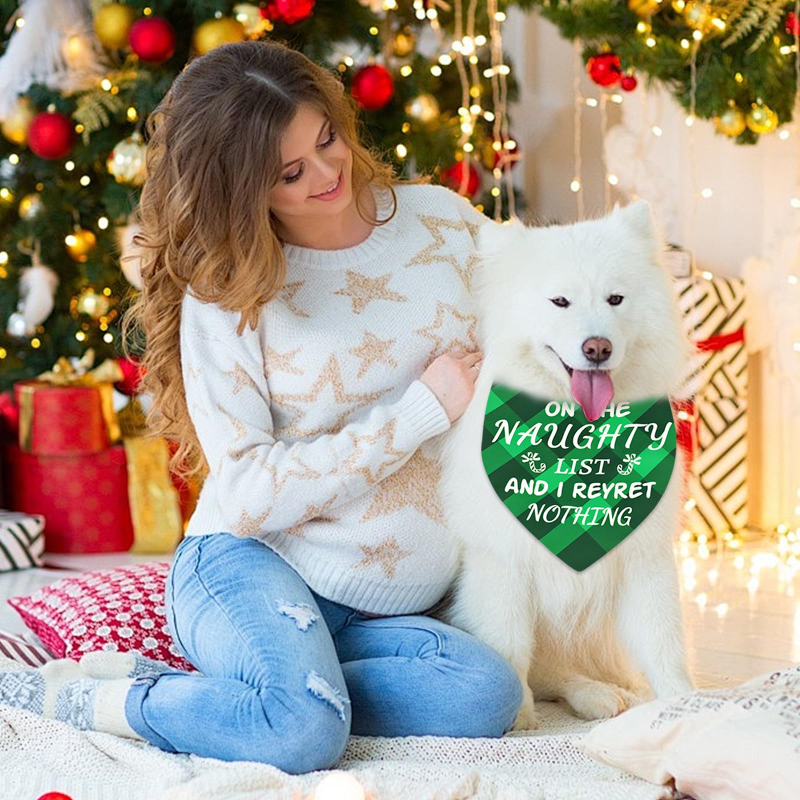 4 Pack Merry Christmas Dog Bandanas - Classic Triangle Plaid Christmas Bandanas For Dogs - Fun Pet Holiday Accessories