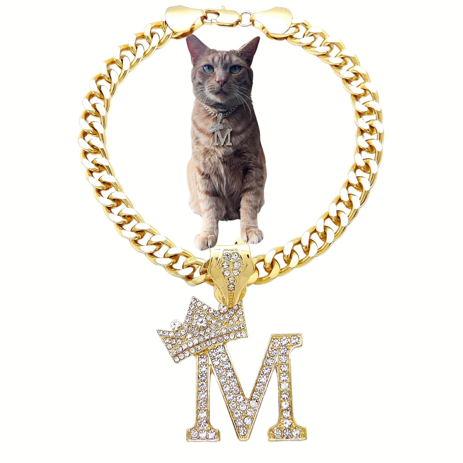 Ba Unique Fashion Initial Letter Cuban Chain Dog & Cat Chain Necklace (M, 14'')