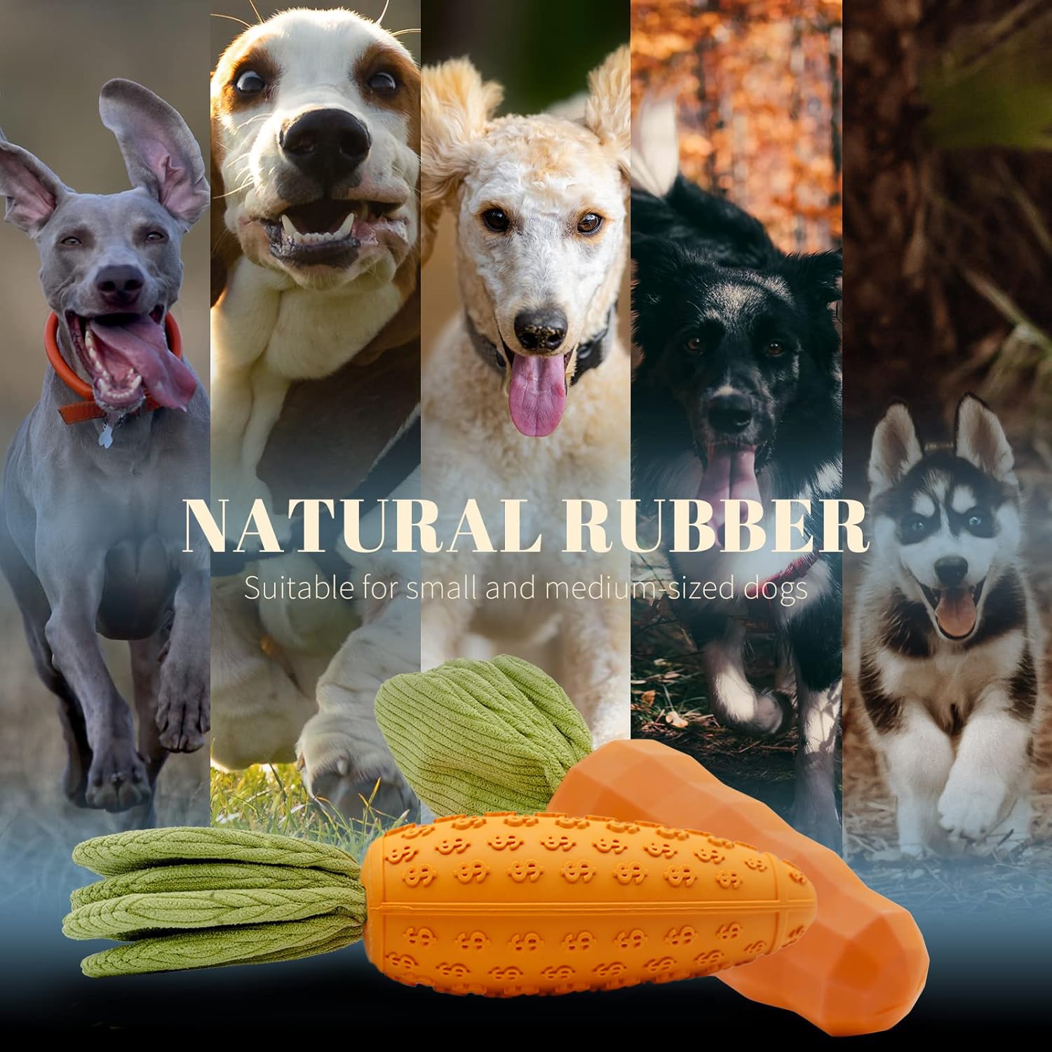 Svemei Squeaky Dog Chew Toys For Aggressive Chewers, Rubber Carrot Dog Toys, Interactive Tough Dog Toy,Funny Dog Teeth-Cleaning