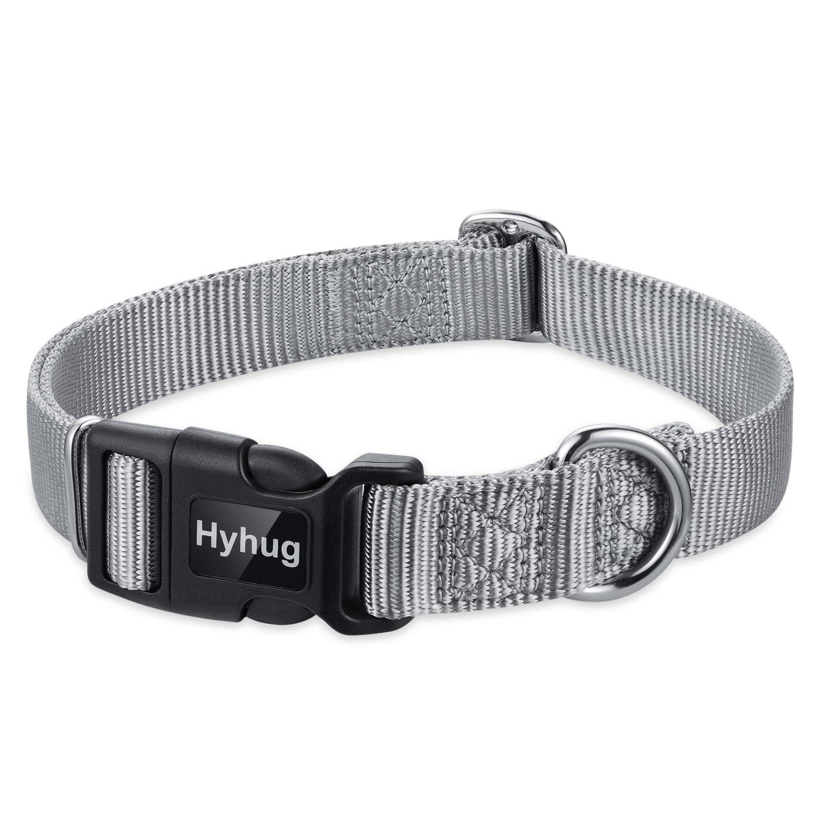 Hyhug Pets Solid Color Classic Regular Heavy Duty Basic Collar For Large Breeds Dogs, Unique Design Adjustment Triglide Slide (B