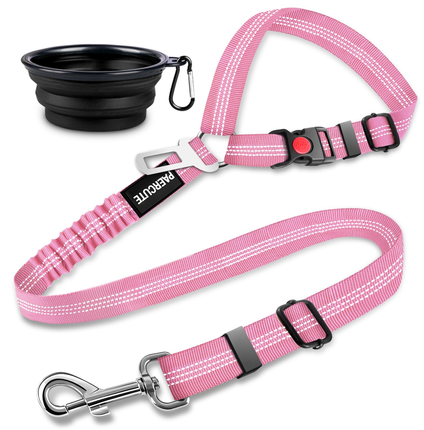 2 Piece Set Retractable Dog Car Seatbelts - Adjustable Pet Seat Belt for Vehicle Headrest Restraint - Heavy Duty & Elastic & Dur