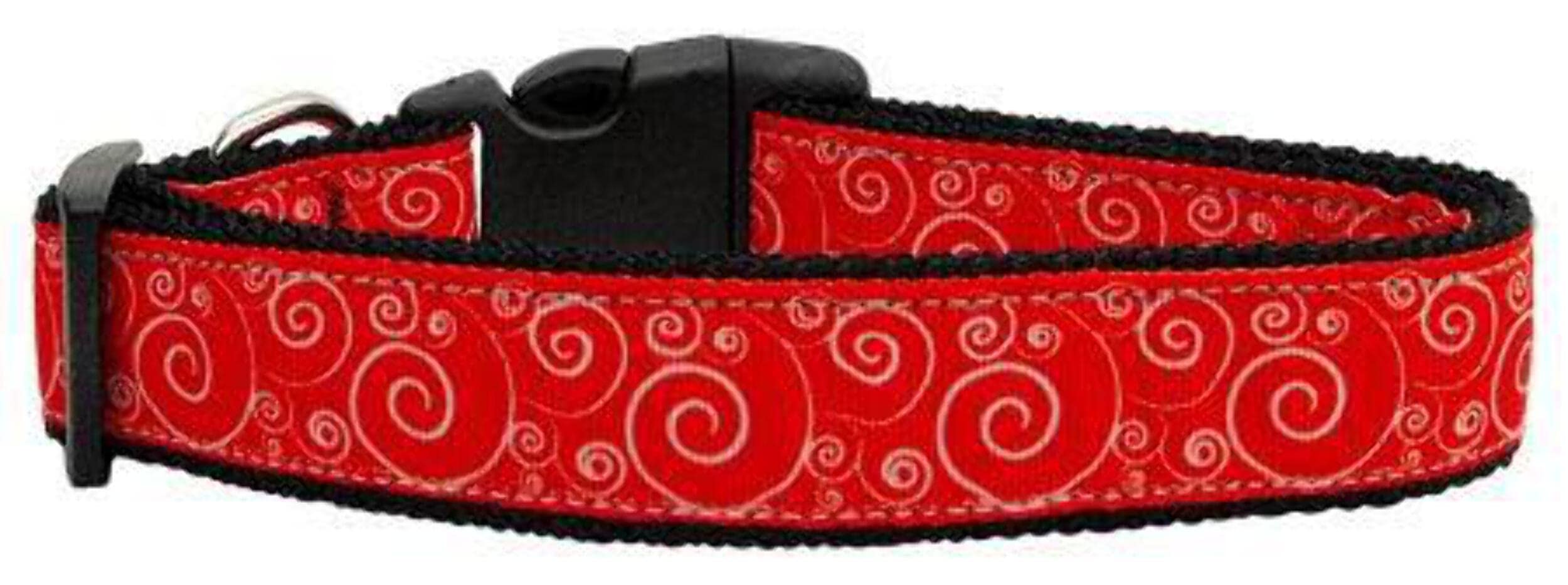 Pet Dog and Cat Nylon Collar or Leash, &quot;Red & White Swirly&quot; SM Collar