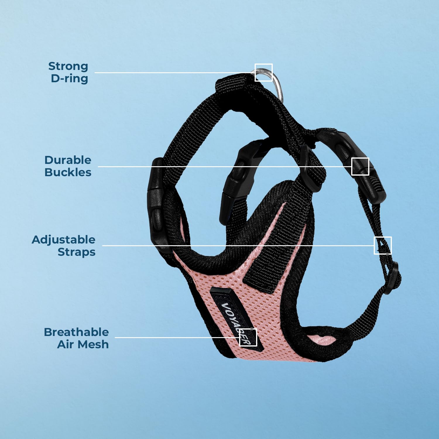 Voyager Step-in Pet Harness - All Weather Mesh, Adjustable Step in Harness for Cats and Dogs by Best Pet Supplies - Pink/Black T