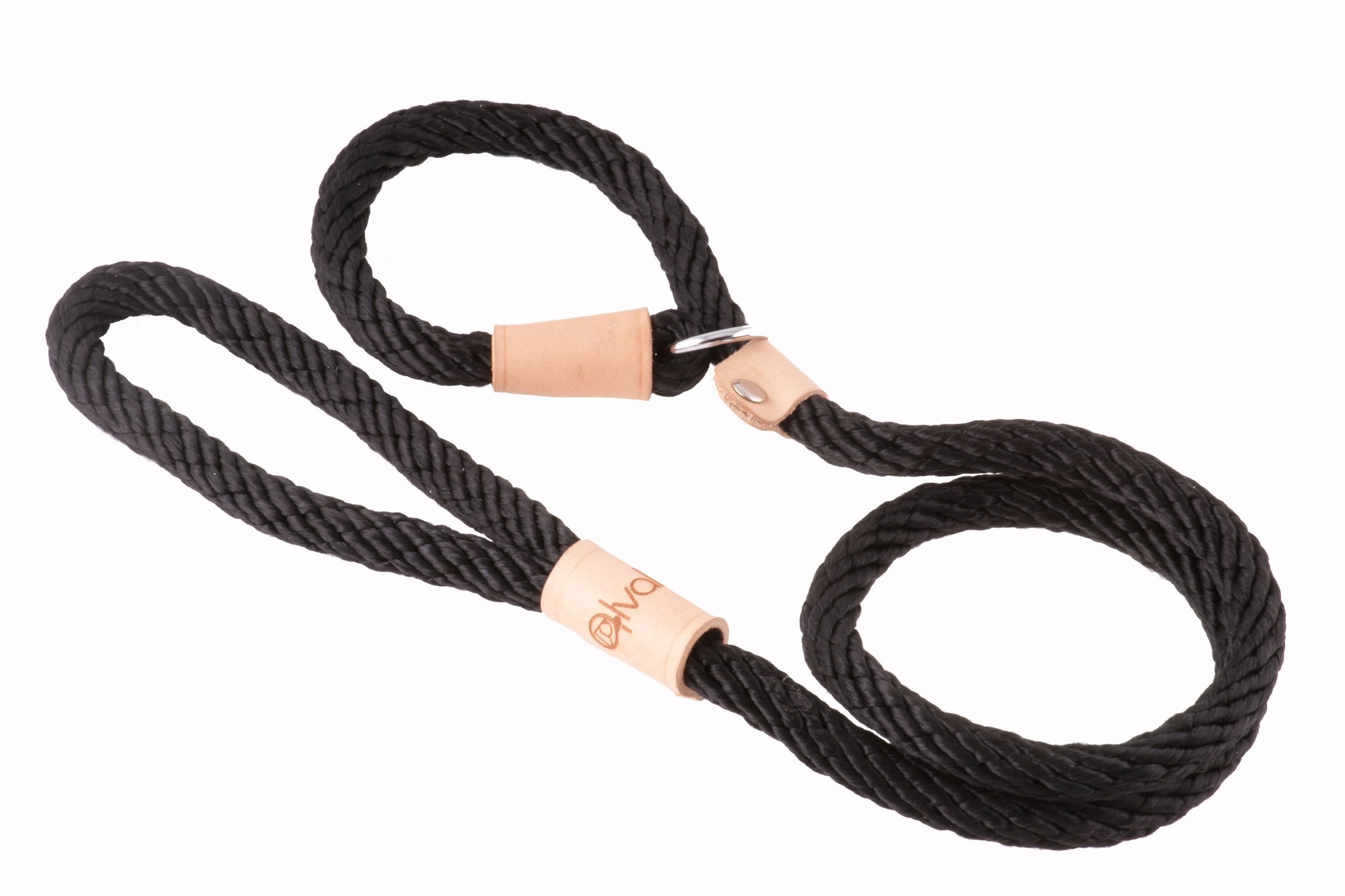 Alvalley Rope Dog Leashes With Stopper - Pet Slip Leads For Dogs - Soft Braided No-Pull Gentle Leash - Adjustable For Small, Medium, Large And Extra Large Dogs (Black, 4Ft Long, 13Mm Thick)