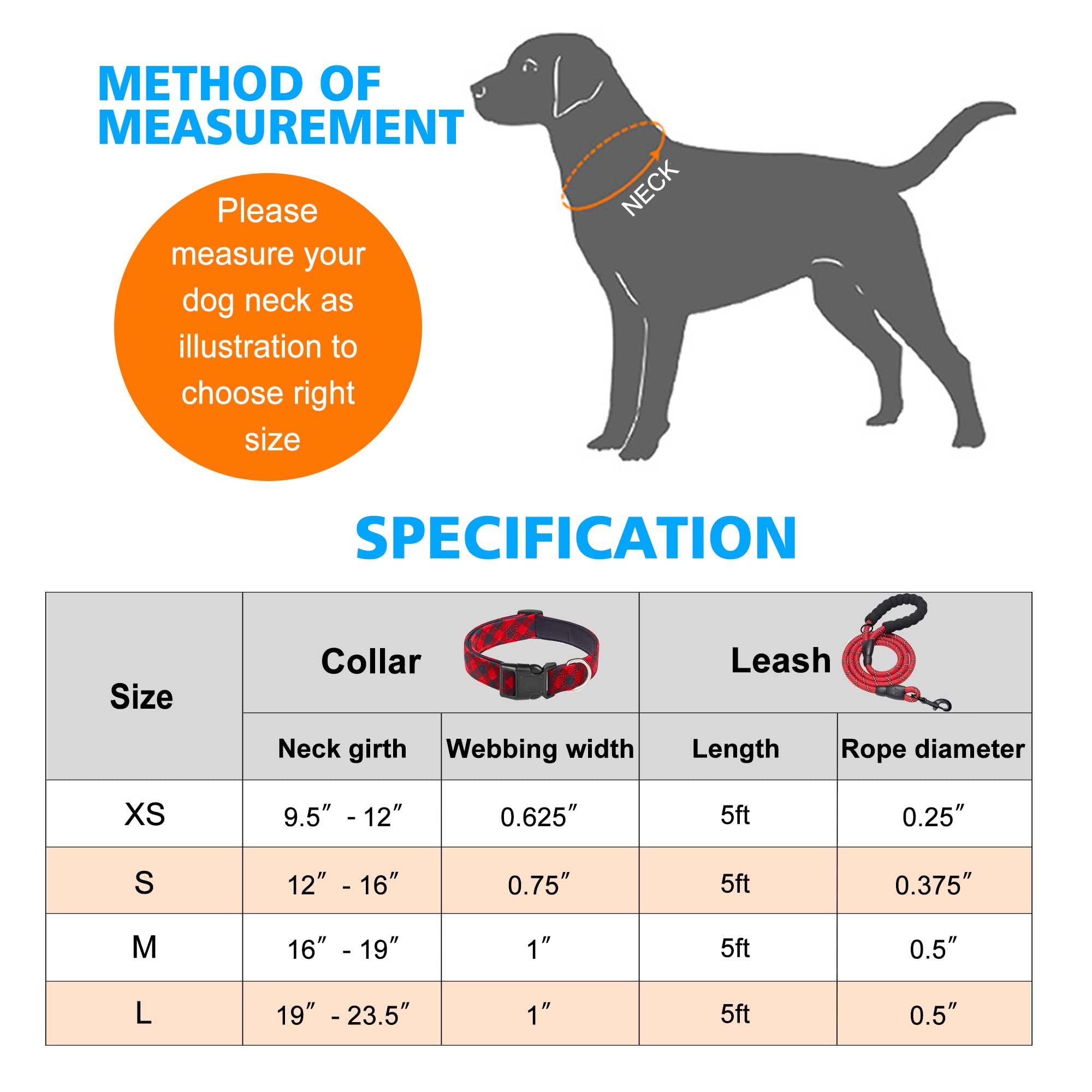 Ladoogo Reflective Dog Collar Padded With Soft Neoprene Breathable Adjustable Nylon Dog Collars For Small Medium Large Dogs (Small (Pack Of 1), Red Plaid Collar+Leash)