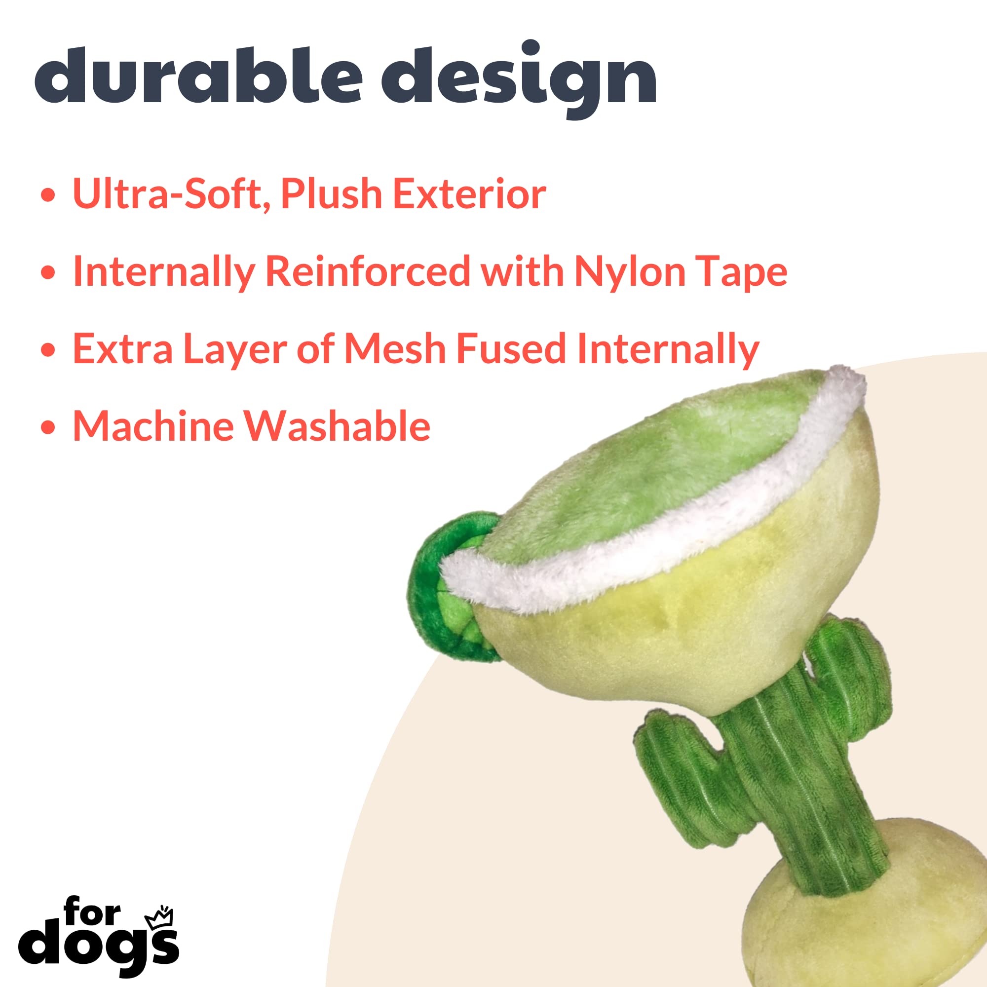 Huxley & Kent for Dogs - Margarita Loco (Small) - Power Plush Dog Toy with Squeaker - Funny Dog Toy - H&K Squeaky