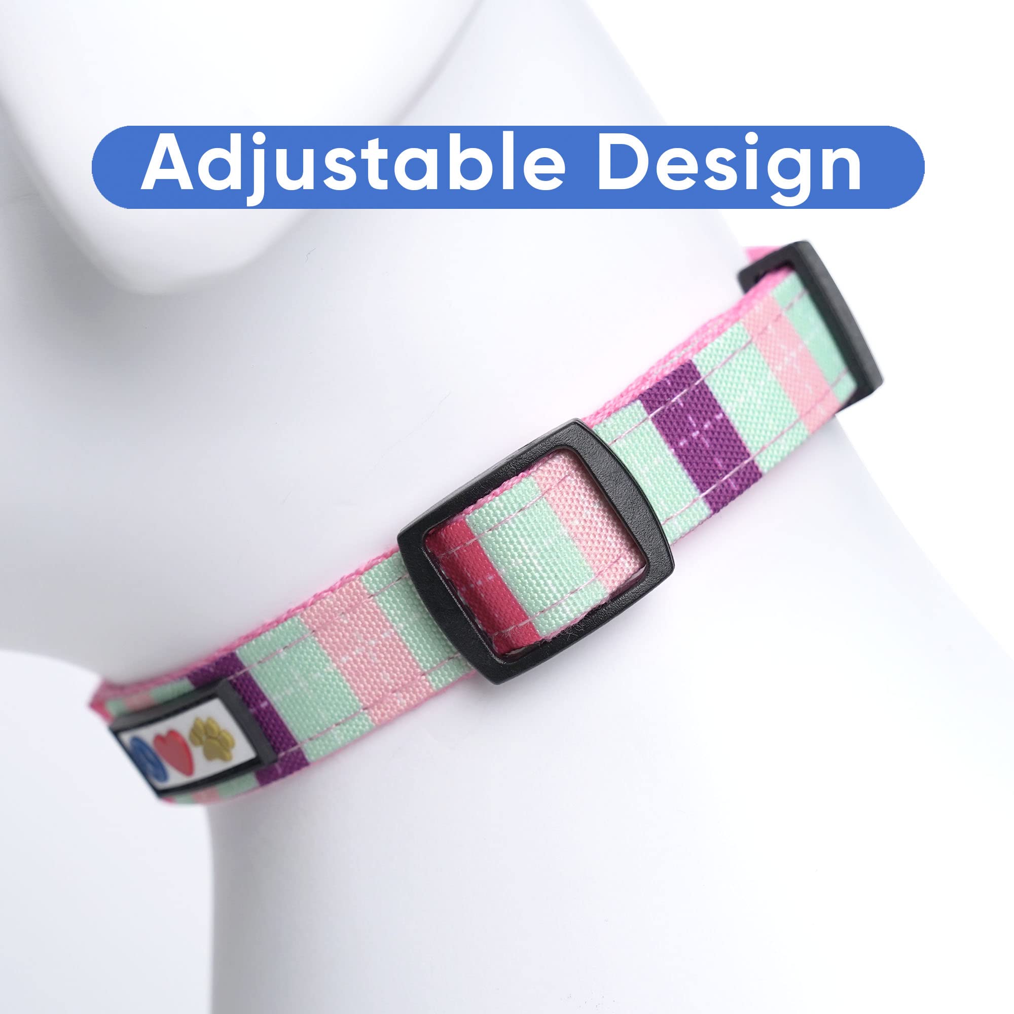 Pawtitas Pet Soft Adjustable Solid Color Nylon Puppy/Dog Collar Personalized Customizable Dog Collar Embroidered Customize W Pet