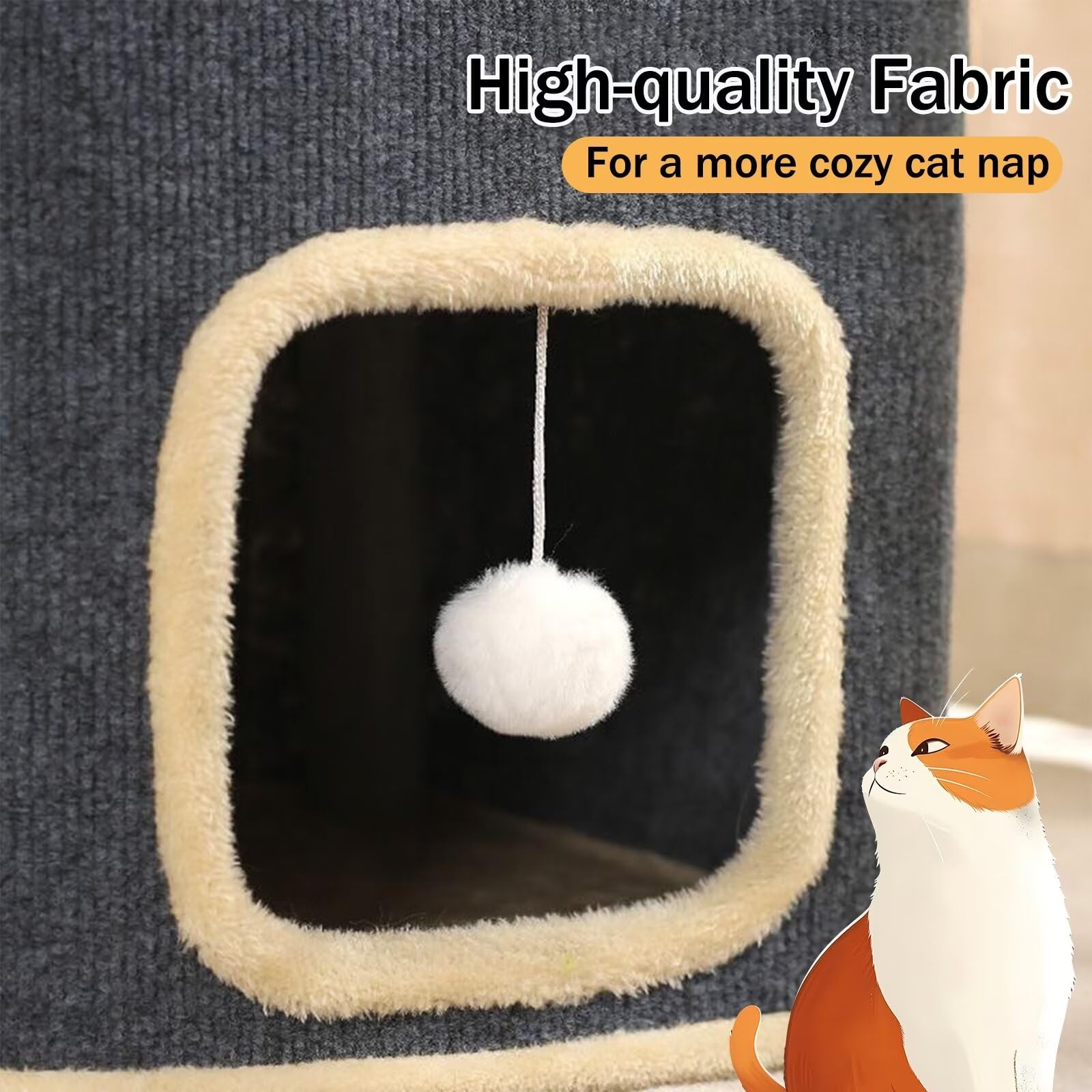 Pempet Cat House For Indoor Cat Beds, Multi-Level Cat Condo Foldable Cat Cave(2-Level)