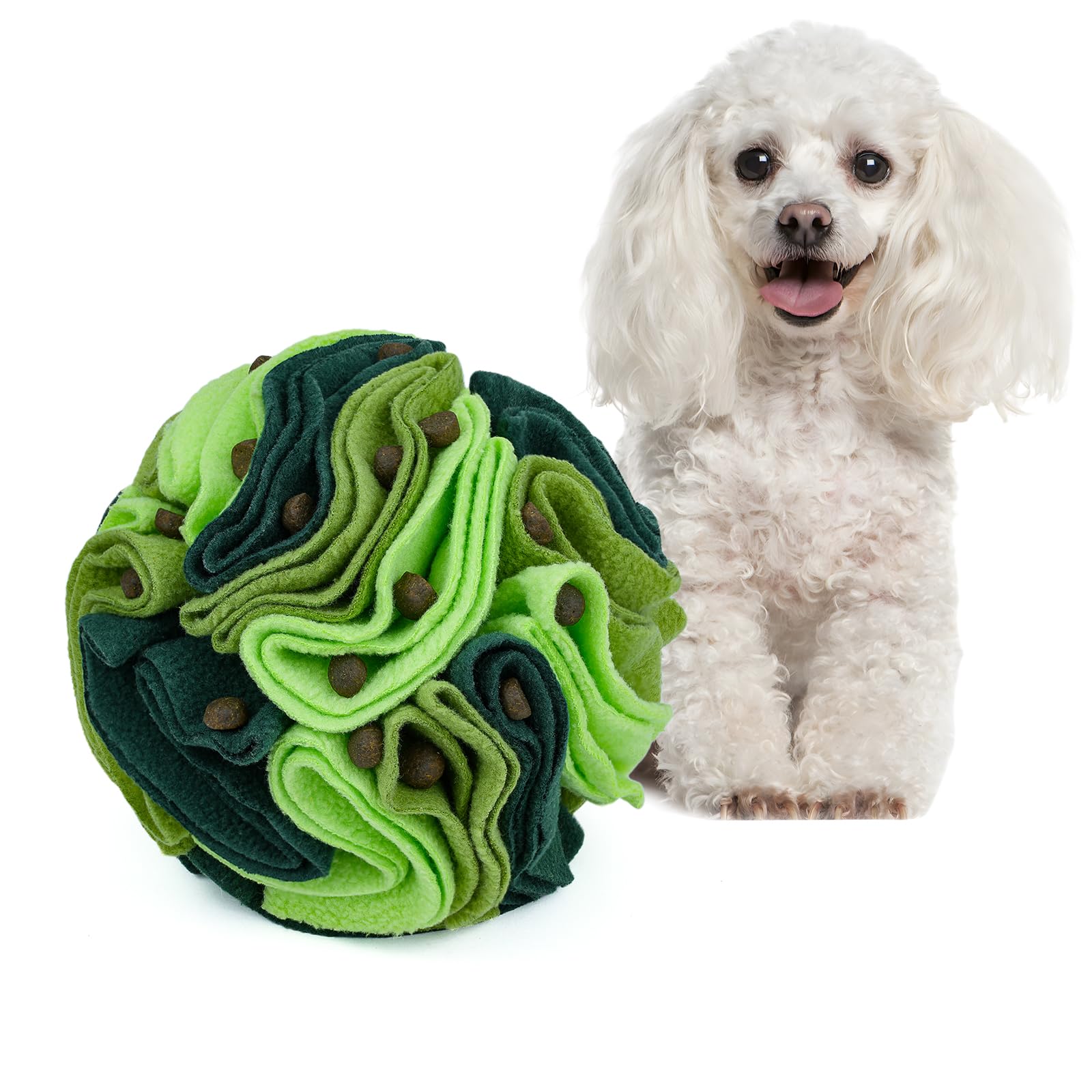 Larimuer Pet Snuffle Ball - Puzzle Sniffing Interactive Toy For Blind Dogs Training, Stress Relief, Enrichment - Treat Ball, Mac
