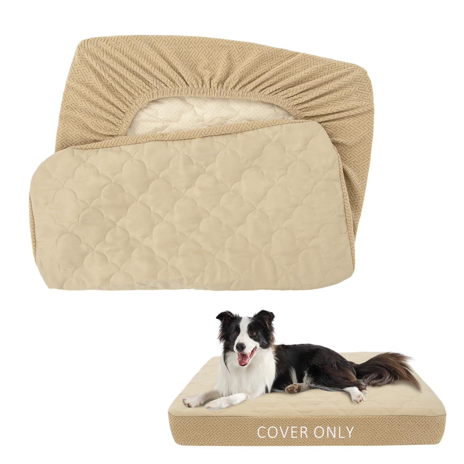 Chhkon Dog Bed Covers Replacement Washable Waterproof Pet Puppy Bed Cover For Dog(Beige,41X29X6 Inch)