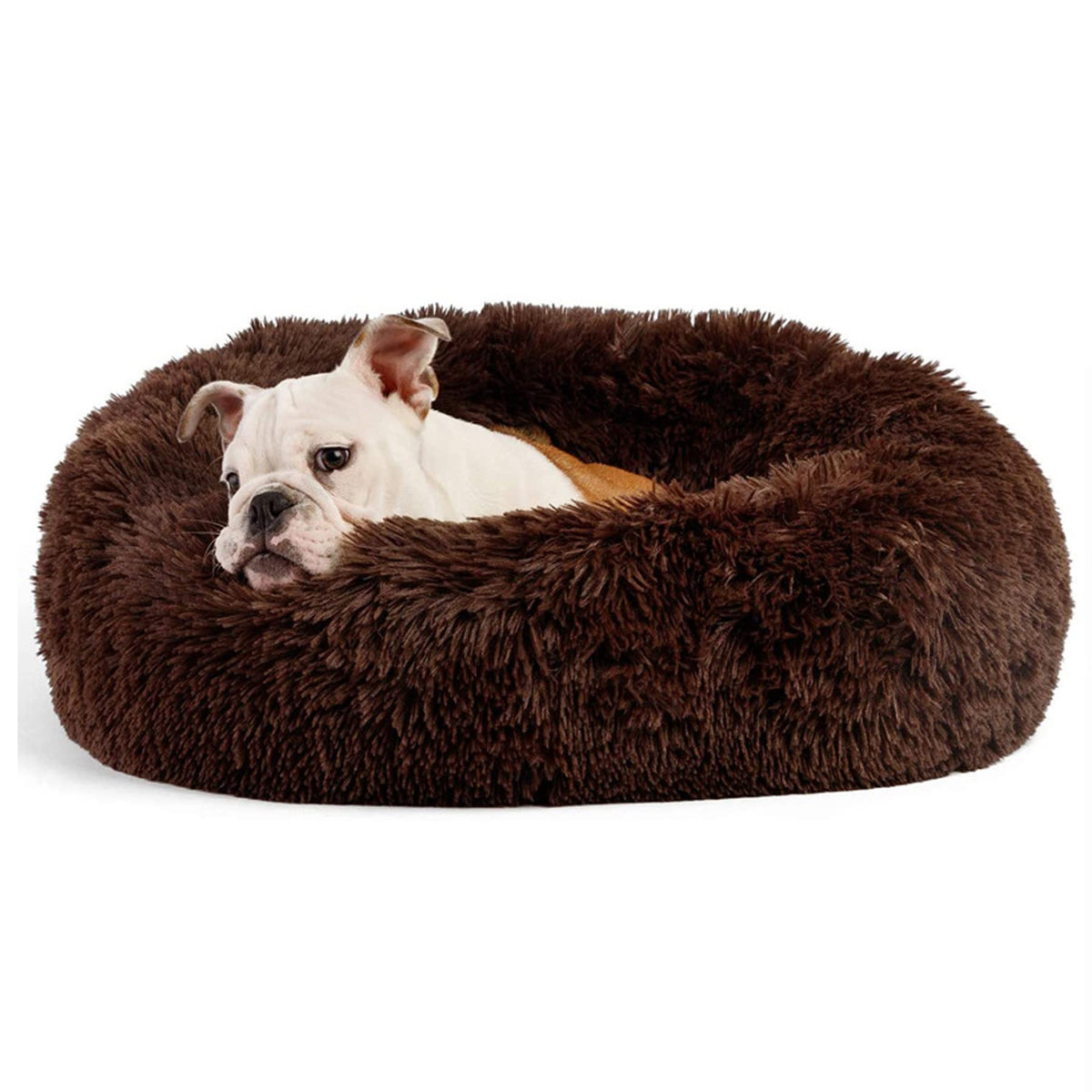 Orthopedic Dog Beds For Medium Dogs 30 Inch Round Calming Pet Beds Machine Washable Faux Fur Doggie Beds For Medium Dogs Chocolate Brown