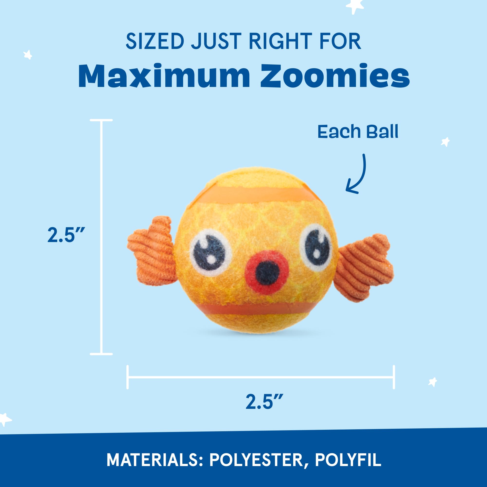 Barkbox Dog and Puppy Toy Guppies Trio of Tennis Balls for Tough Chewers, Fun Fetch and Perfect for Playful Pups, Durable, Engag