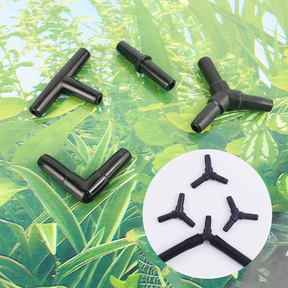 Bornfeel Aquarium Airline Tubing Connectors I T L Y 40Pcs Fish Tank Air Tube Adapters For 3/16 '' Air Line Hose (Black)