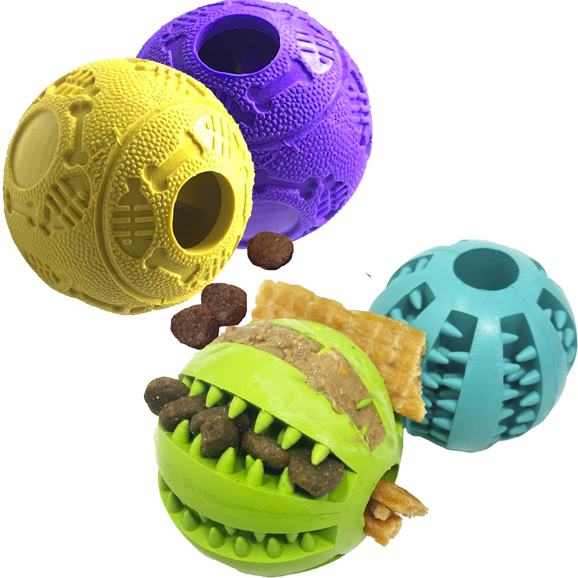 Jalousie Dog Puzzle Balls Dog Treat Dispensing Toy Non-Toxic Natural Rubber Puppy Chew Toys for Puppy PetTeething Puzzle Playing
