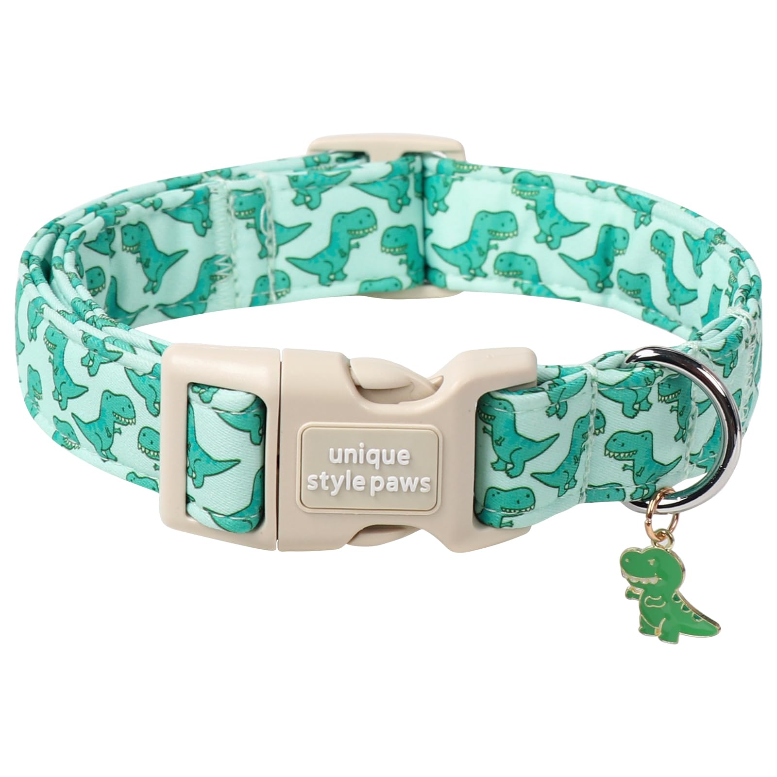 Dinosaur Dog Collar,Unique Style Paws Summer Dog Collars Comfortable Cotton Puppy Collars With Adjustable Buckle Cute Dinosaur P