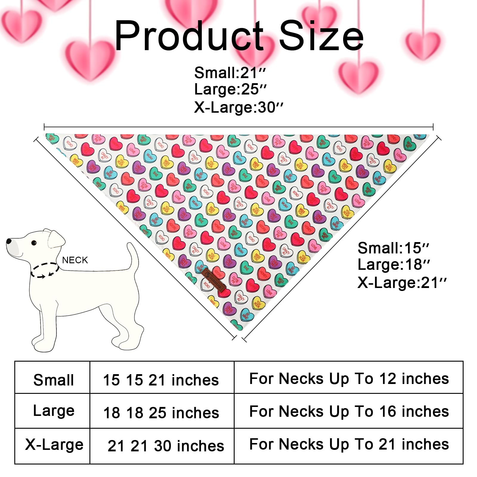 Dogwong Valentine'S Dog Bandanas 2 Pack, Triangle Reversible Love Heart Pet Scarf Durable Heart Holiday Bandana For Small And Me