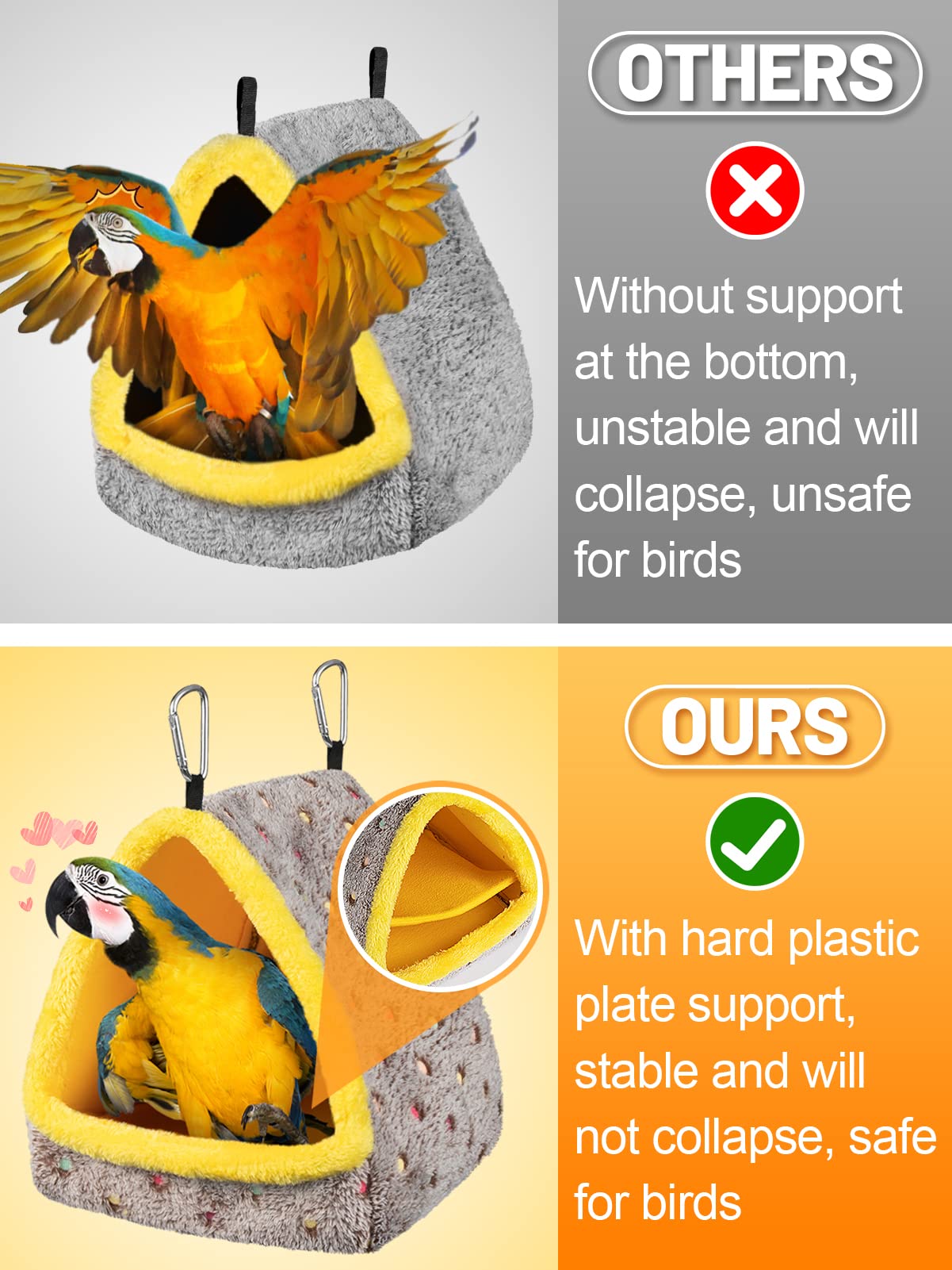 Mewtogo Large Winter Warm Bird Nest House, Comfortable Bird Bed For Cage With Mat, Hanging Hammock Shed Hideaway Hut For Macaws African Grey Amazon Parrots Lovebird Parakeets