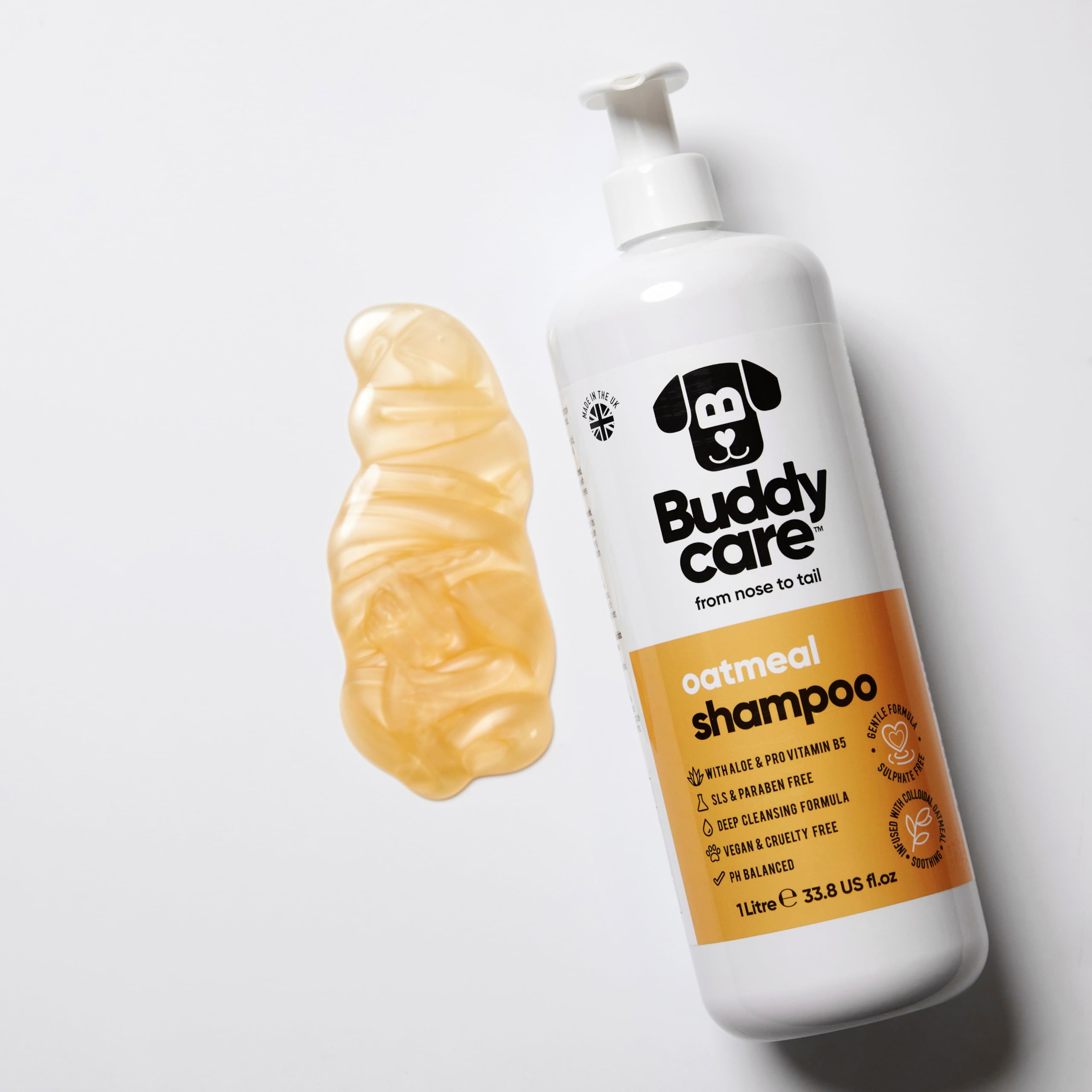 Buddycare Oatmeal Dog Shampoo for Irritated Skin, 33.8oz, with Aloe Vera & Pro Vitamin B5