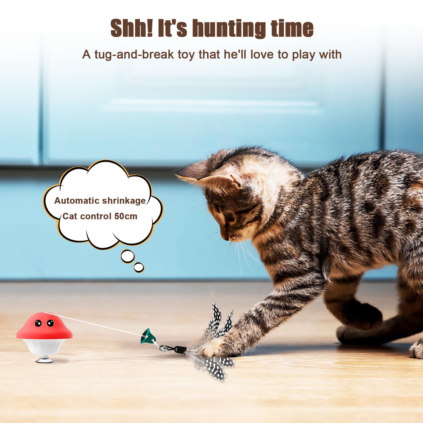 Aerbee Interactive Cat Toys With Suction Cup, 2Pcs Cute Mushroom Shape Cat Toys For Indoor Cats, Interactive Detachable Realisti