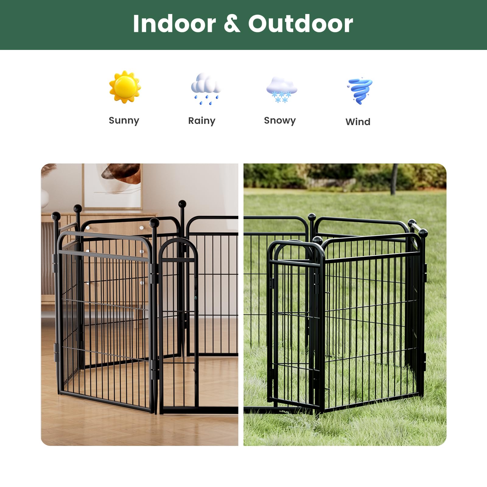 Gardner Pet Dog Playpens, 24'' H 6 Panels Dog Pen Outdoor/Indoor Dog Fence Exercise Pen For Small/Medium Dogs, Foldable Pet Play