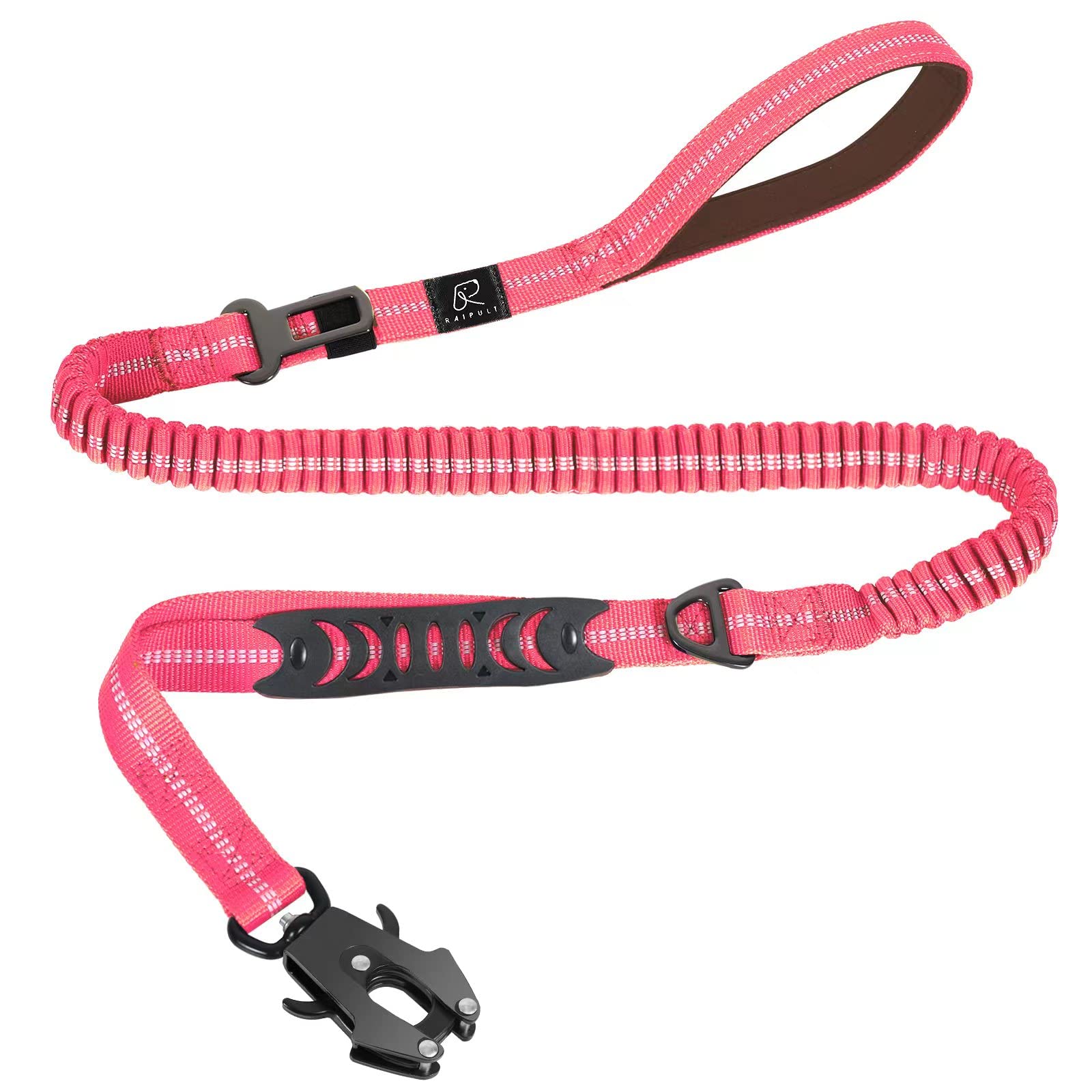 Raipult Tactical Strong Bungee Dog Leash, Pink Shock Absorbing Dog Leash With Traffic&Padded Handles, Military K9 Working Lead W
