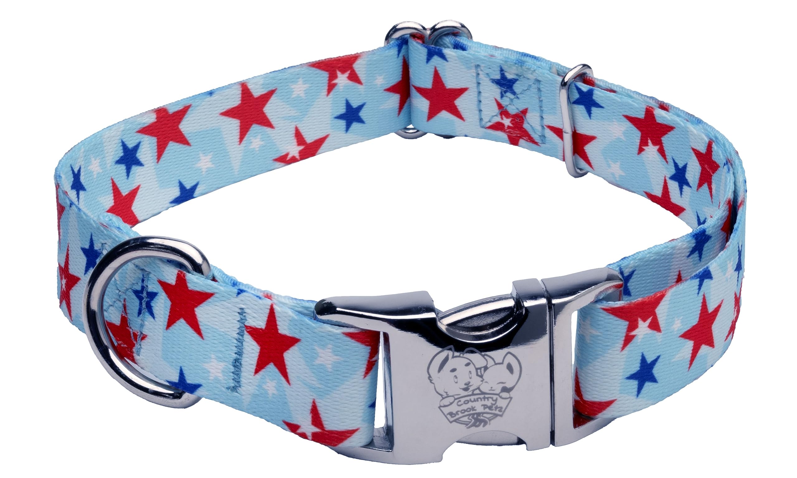 Country Brook Petz - Premium American Celebration Dog Collar - Americana Collection Featuring Patriotic Designs (1 Inch, Large)