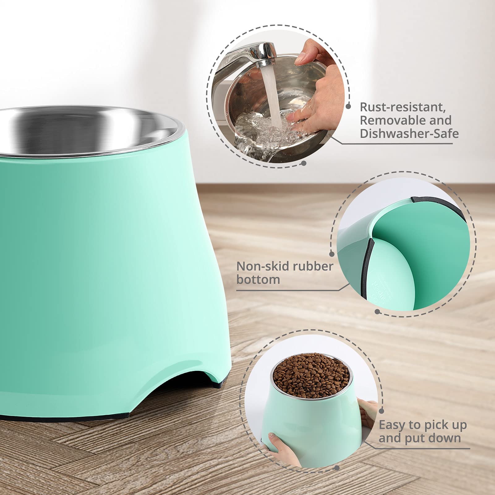 Fluffydream Elevated Dog Bowls, Prevention of Vertebrae Disease, Non-Slip With Stainless Steel Bowl, High Capacity Food Bowls (M