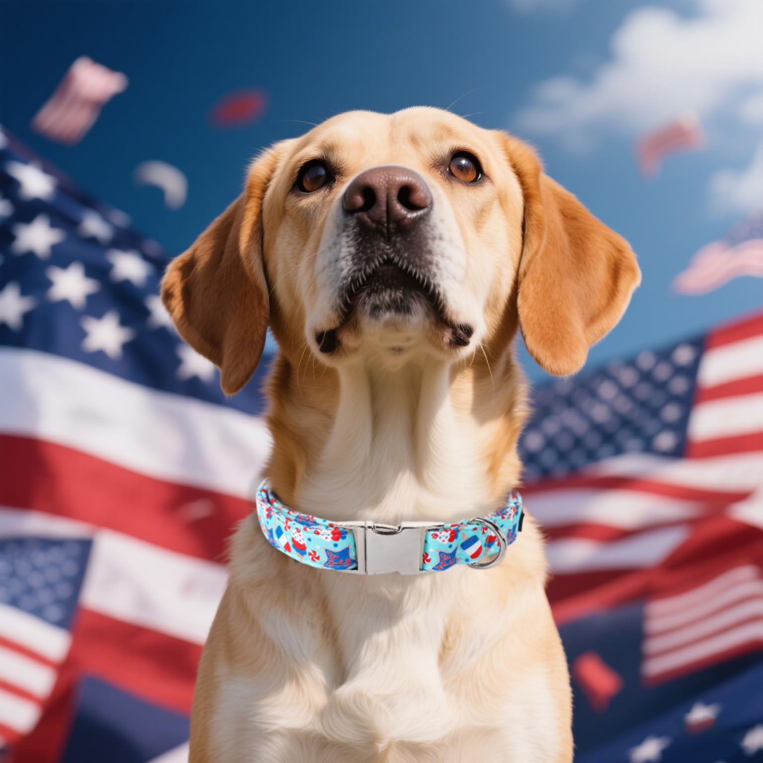 Maca Bates 4Th Of July Basic Dog Collar American Flag Usa Patriotic 4 Of 7 Dogs Collars Adjustable Soft Blue Independence Day Gi