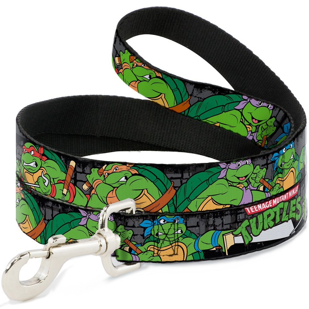 Dog Leash Ninja Turtles Group Pose4 In Sewer Tmnt Logo 6 Feet Long 0.5 Inch Wide